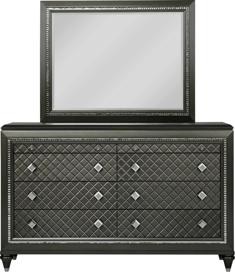 Diamond Falls Gray Dresser & Mirror Set - Thumbnail - Image 1