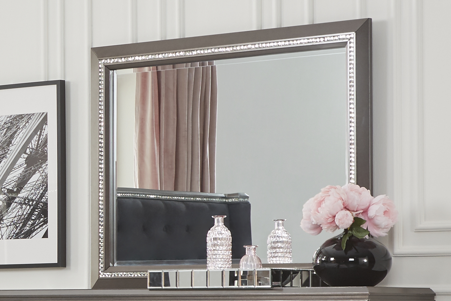 Diamond Falls Gray 7 Pc Queen Panel Bedroom - Thumbnail - Image 12