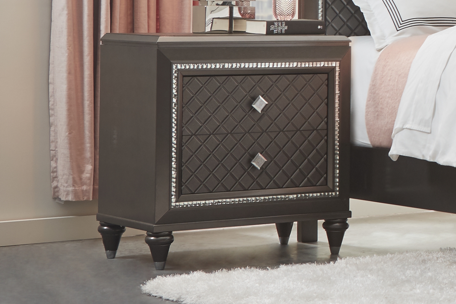 Diamond Falls Gray Nightstand - Thumbnail - Image 2