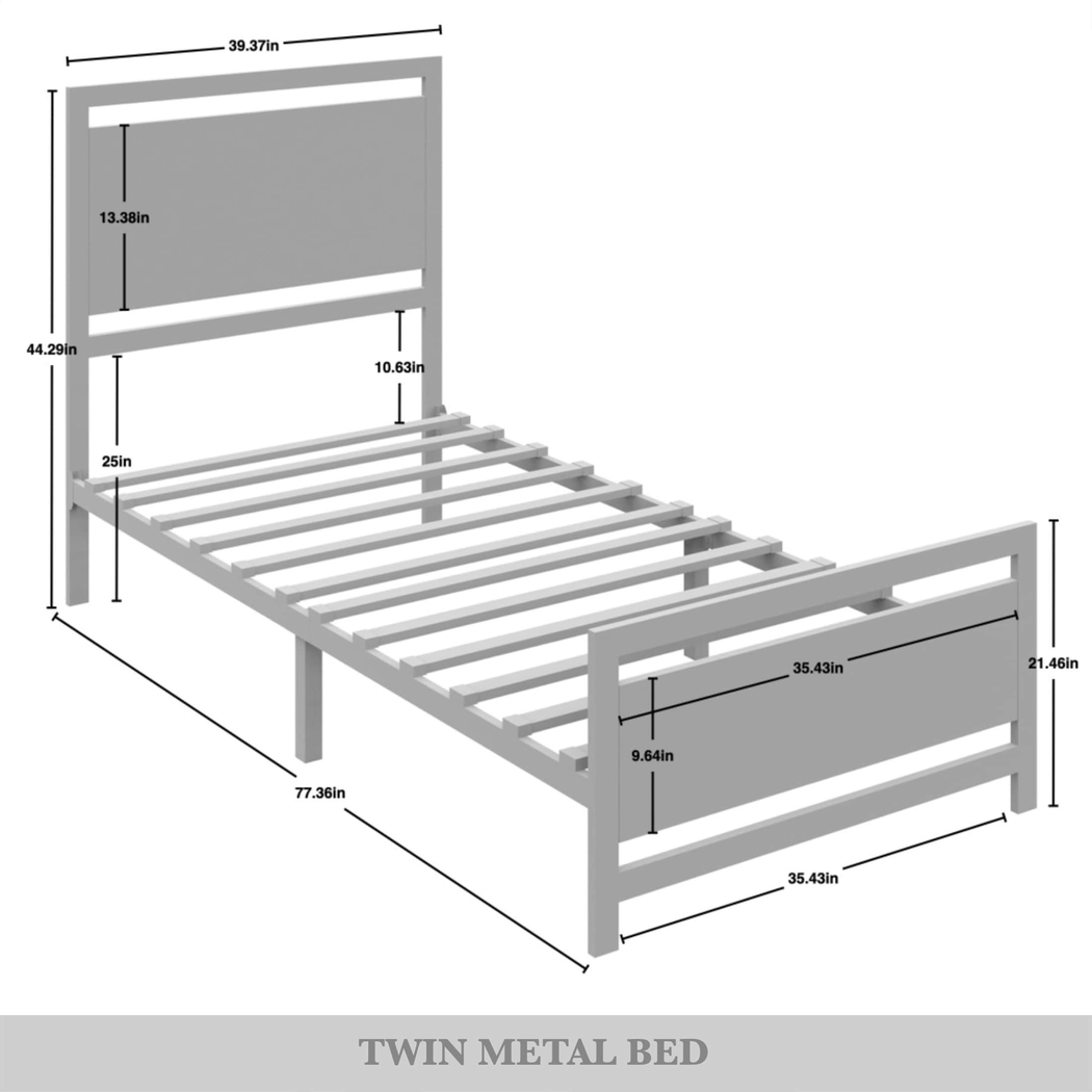 Diamondbite Gray Twin Bed - Thumbnail - Image 8