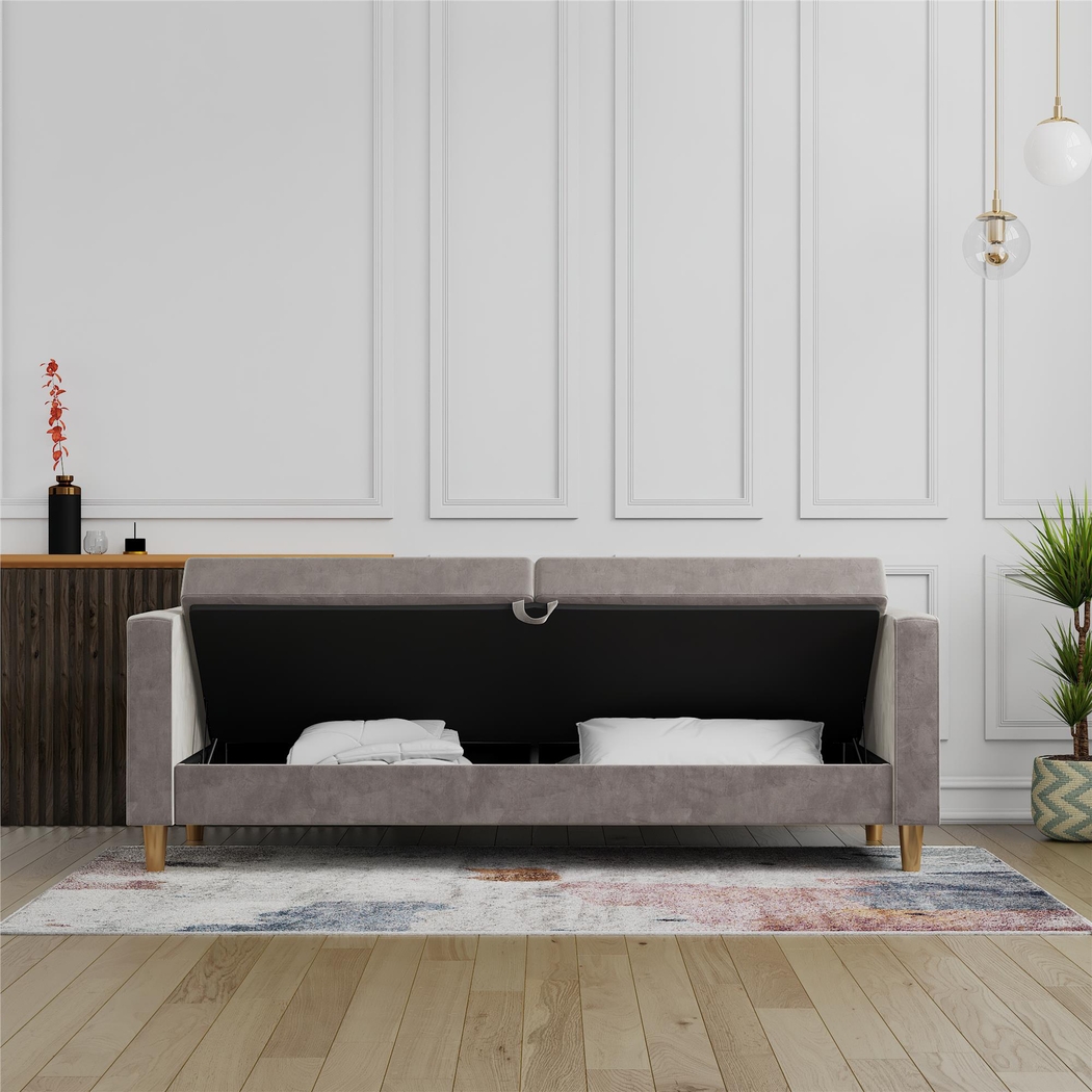 Diechman Light Gray Futon with Storage - Thumbnail - Image 25