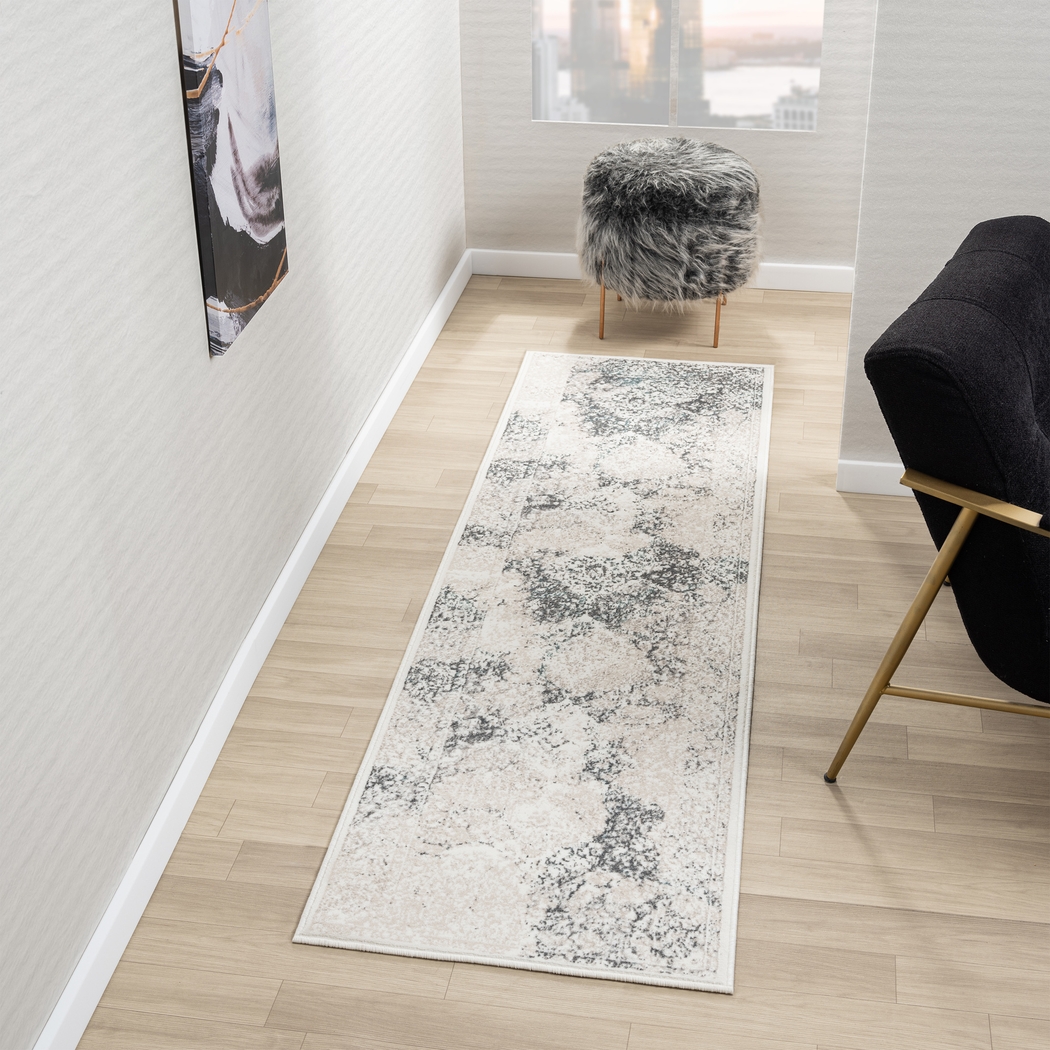 Digsoll Ivory/Gray 2' x 7' Runner Rug - Thumbnail - Image 2