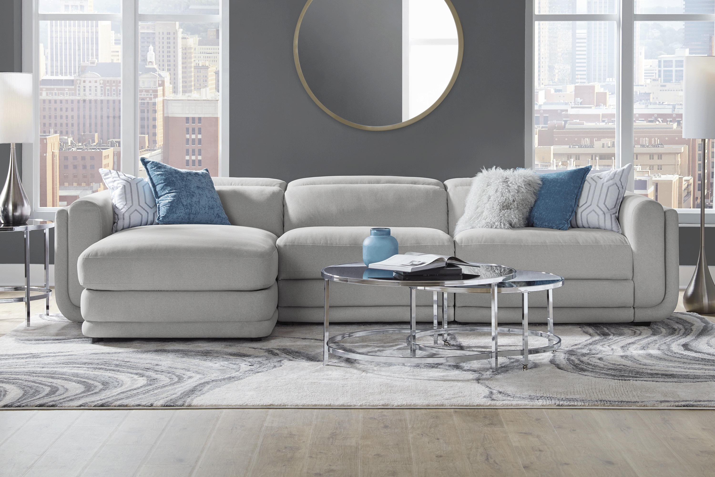 Dillon Smoke 3 Pc Dual Power Reclining Sectional - Thumbnail - Image 2