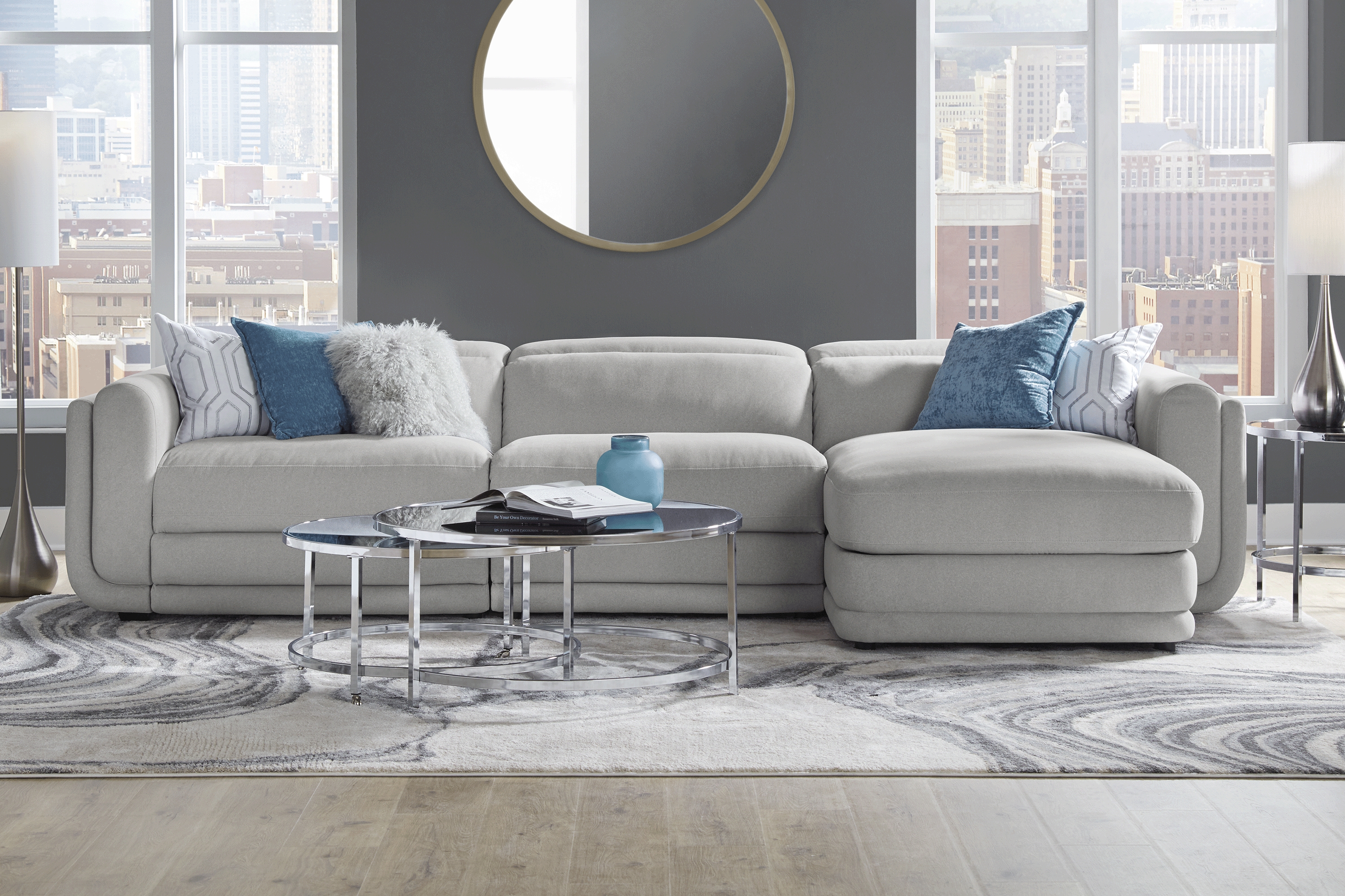 Dillon Smoke 3 Pc Dual Power Reclining Sectional - Thumbnail - Image 2