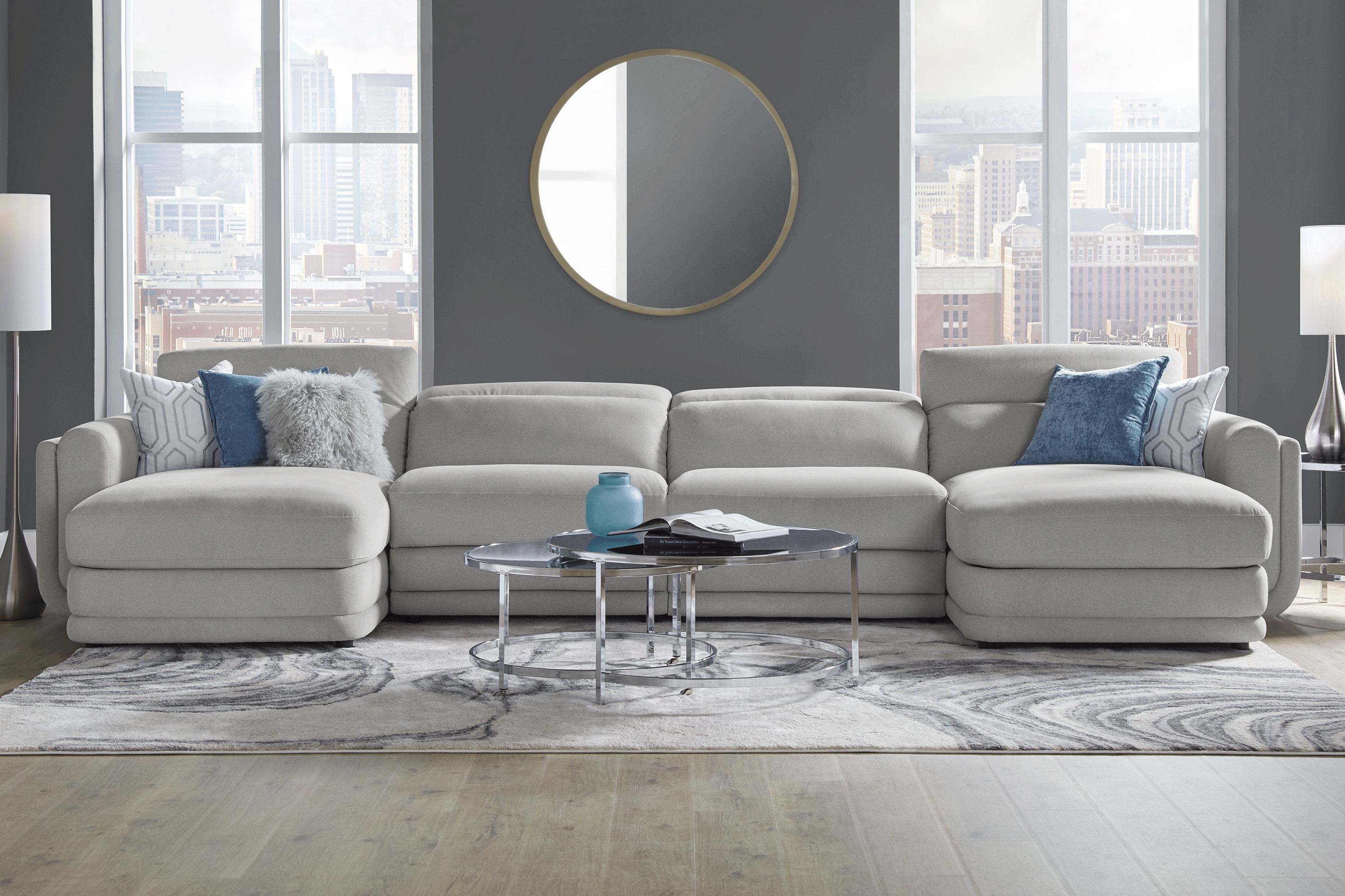 Dillon Smoke 4 Pc Dual Power Reclining Sectional - Thumbnail - Image 2