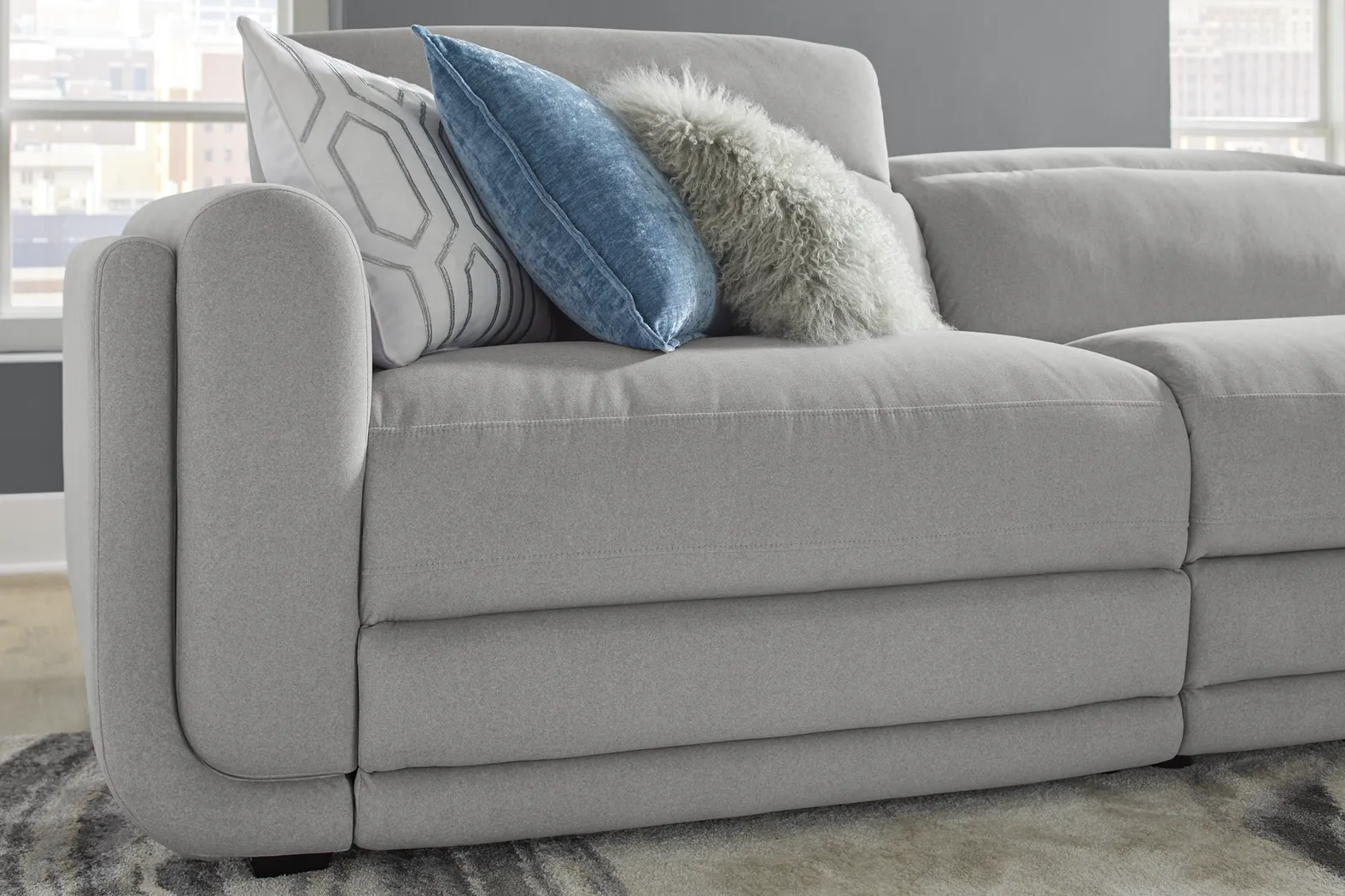 Dillon Smoke 6 Pc Dual Power Reclining Sectional - Image 5