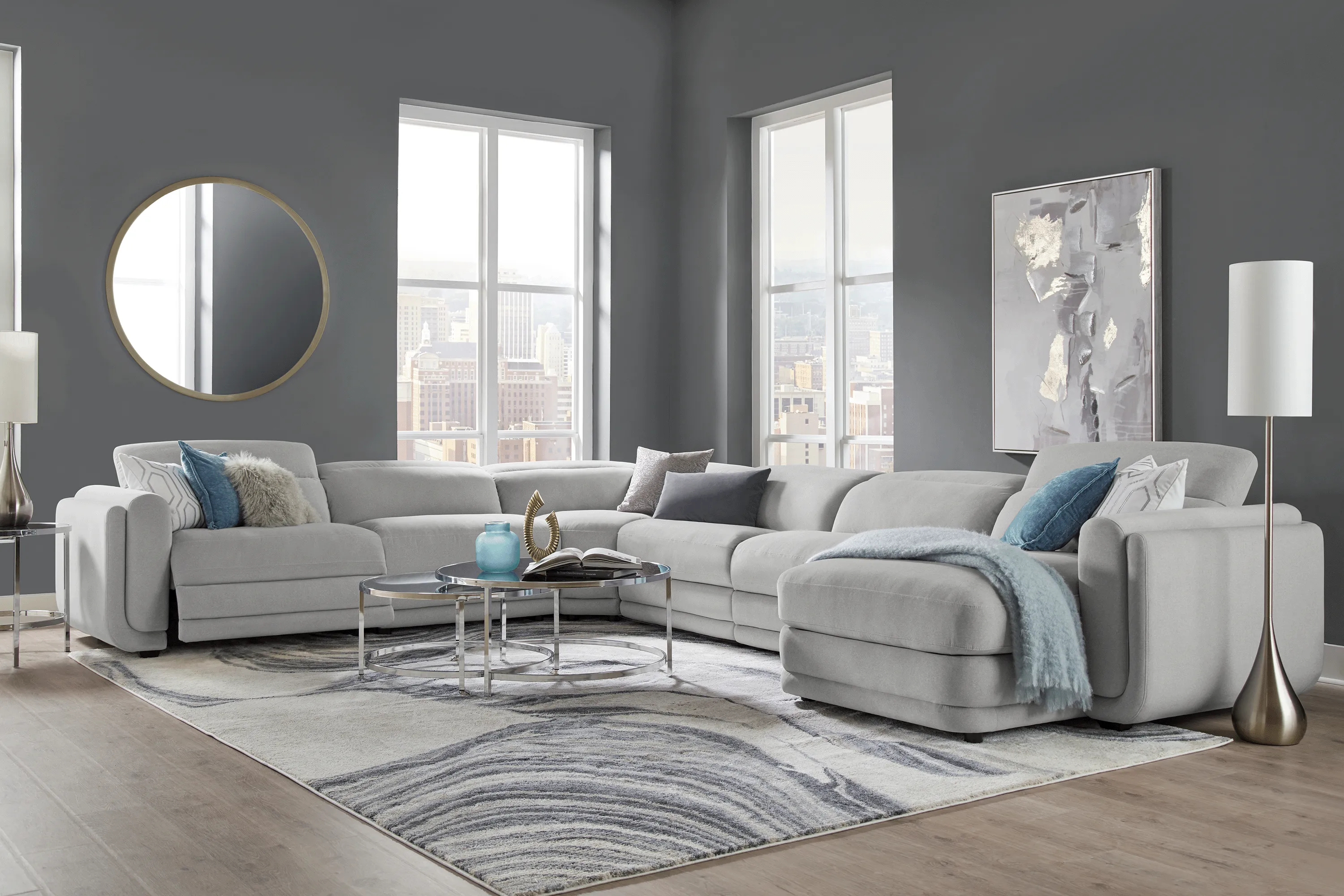 Dillon Smoke 6 Pc Dual Power Reclining Sectional - Thumbnail - Image 2