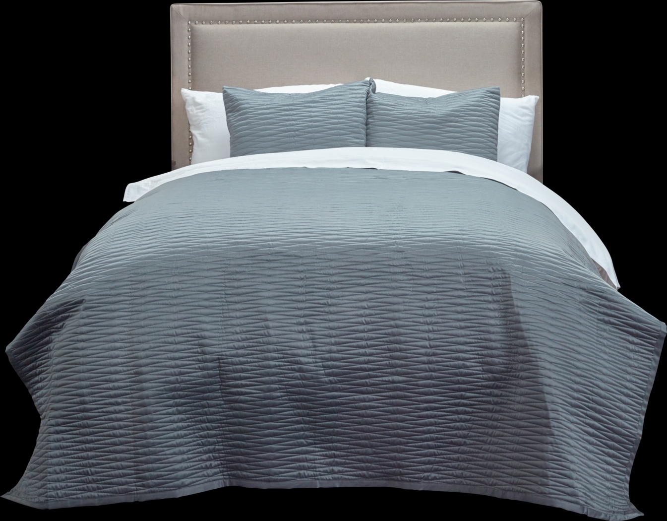 Dinara Gray 3 Pc Queen Quilt Set - Thumbnail - Image 2