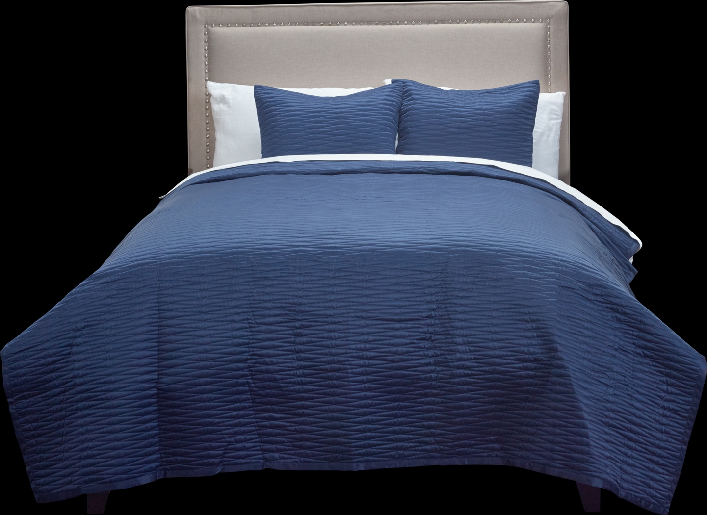 Dinara Navy 3 Pc King Quilt Set - Thumbnail - Image 2