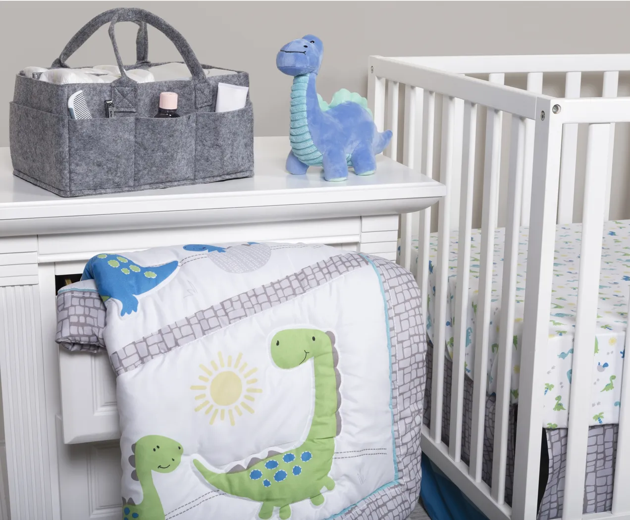 Dino Trail White 4 Pc Baby Bedding Set - Thumbnail - Image 11
