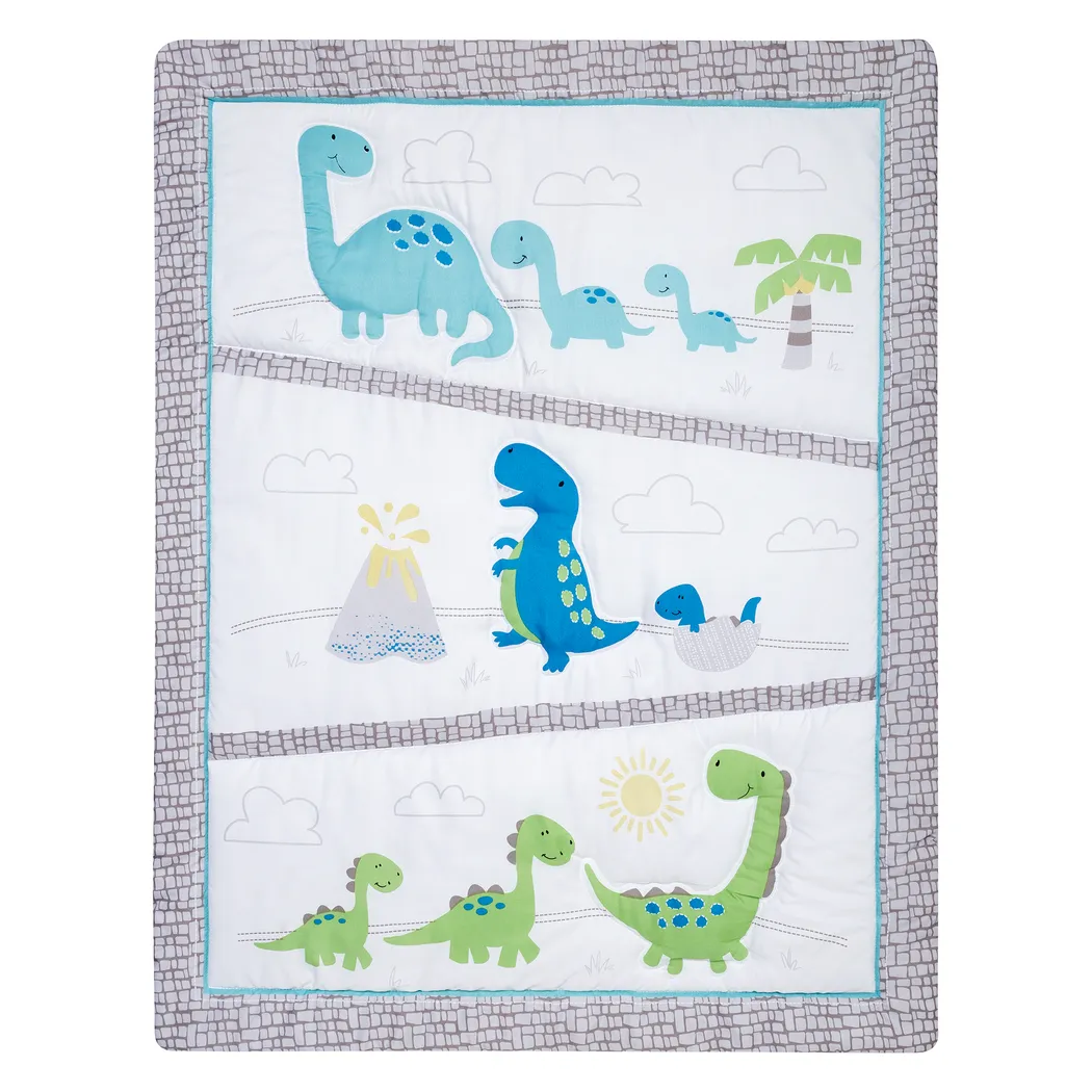 Dino Trail White 4 Pc Baby Bedding Set - Thumbnail - Image 7