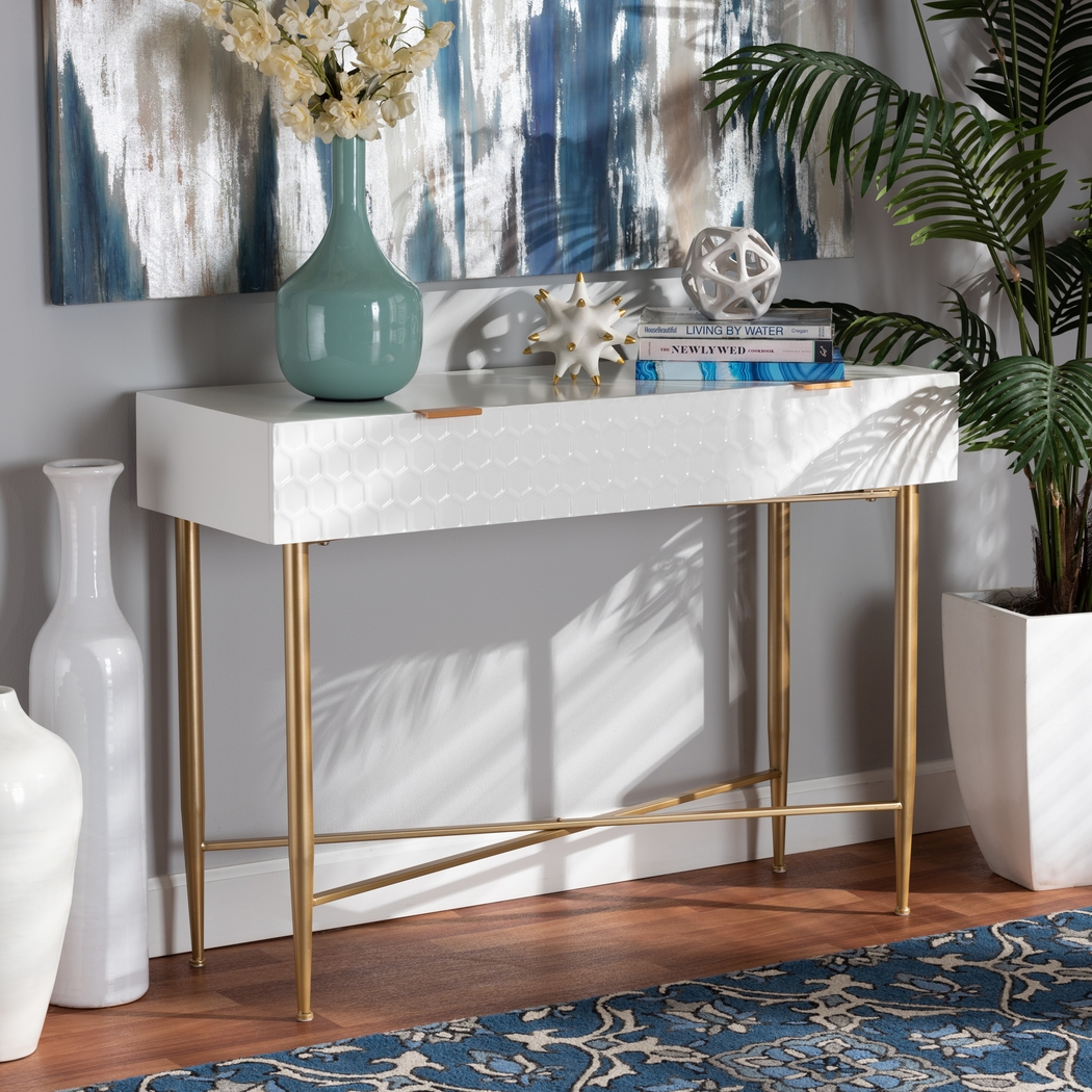 Dishion White Sofa Table - Thumbnail - Image 2