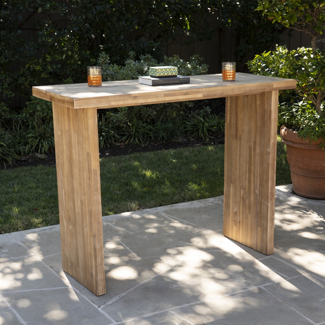 Dismuke Natural Outdoor Bar Height Table - Thumbnail - Image 2