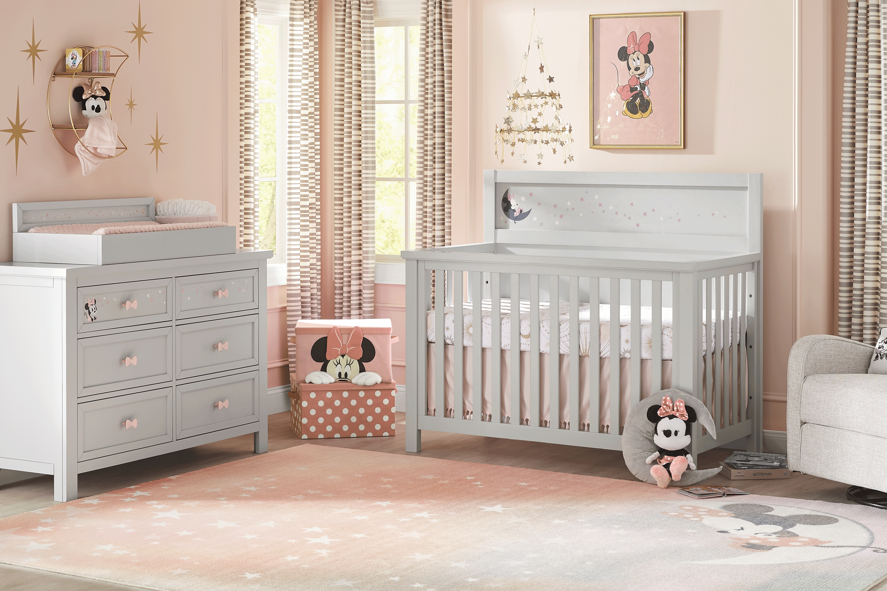 Kids Starry Dreams with Minnie Mouse Gray Dresser - Thumbnail - Image 2