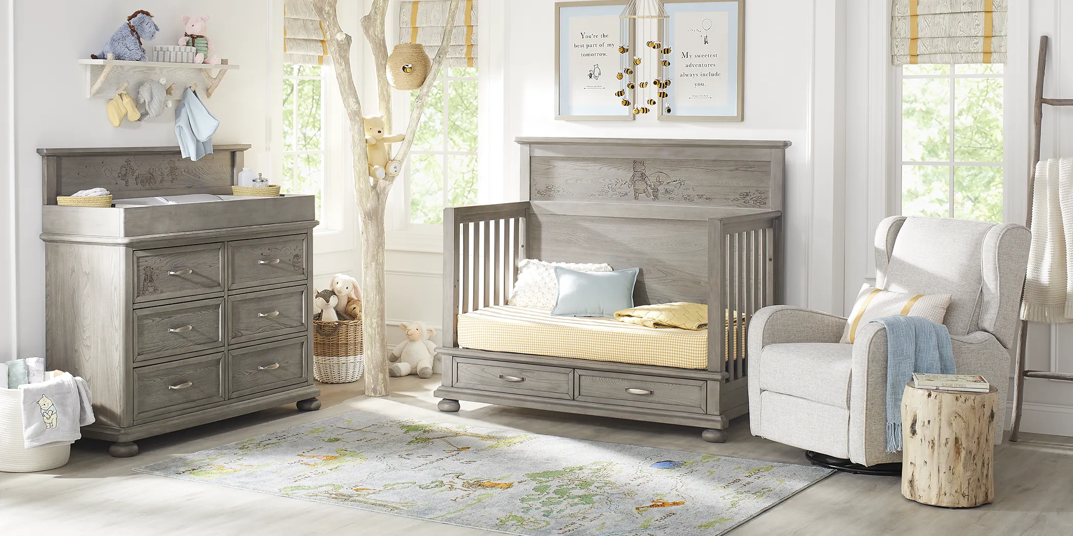 Disney Baby Woodland Adventures with Winnie the Pooh Classic Gray Nursery with Conversion Rails - Thumbnail - Image 3