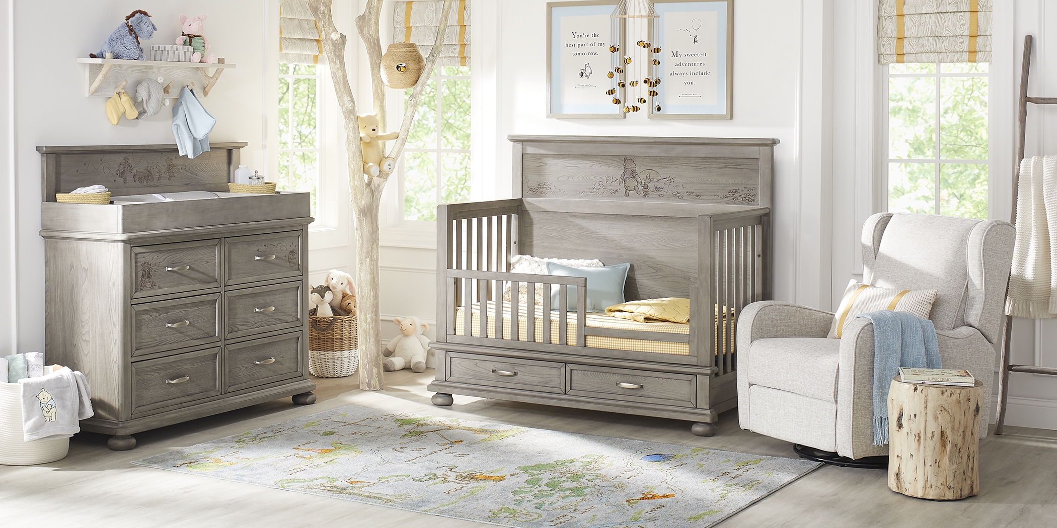 Disney Baby Woodland Adventures with Winnie the Pooh Classic Gray Nursery with Conversion Rails - Thumbnail - Image 2