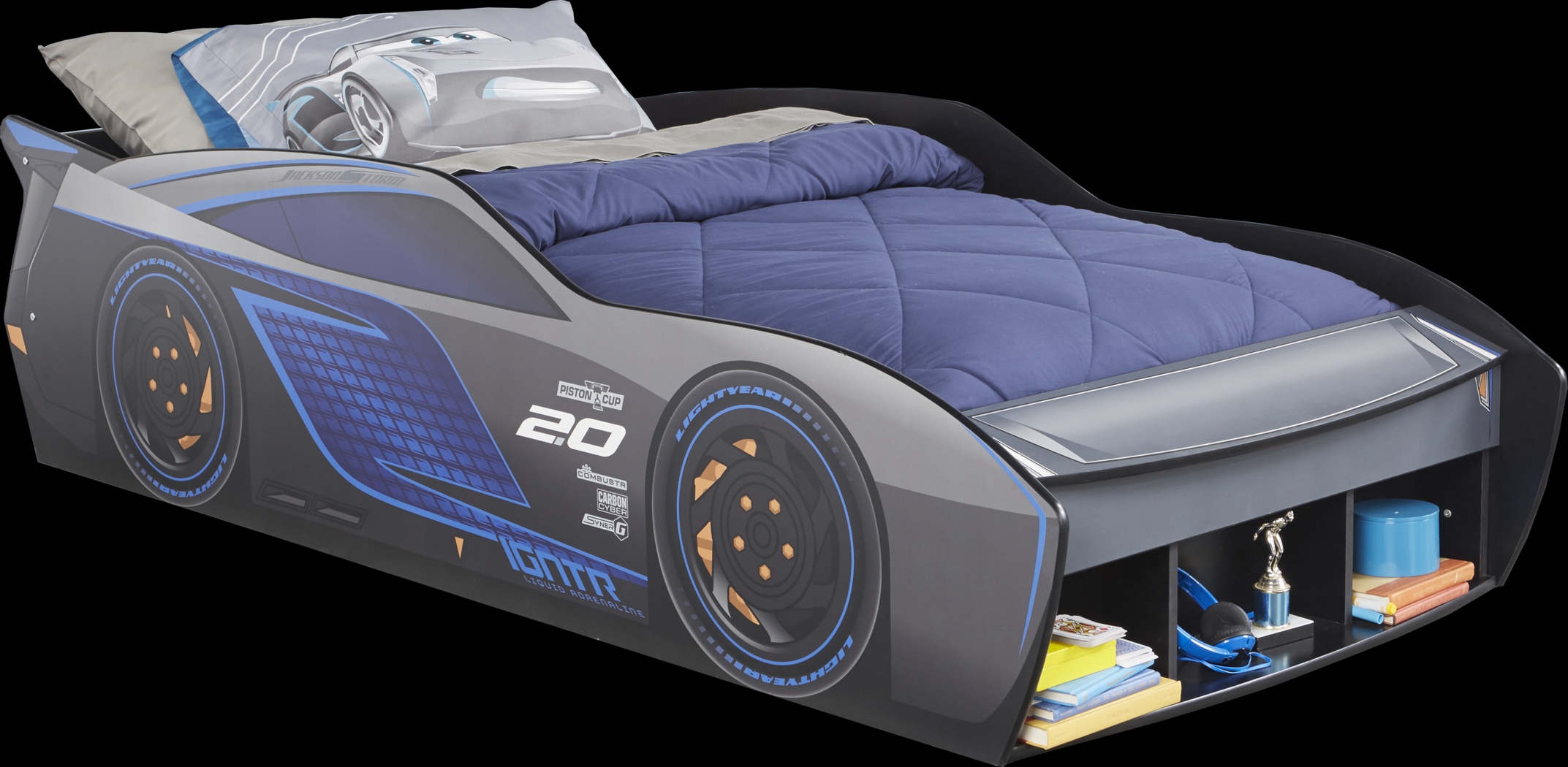 Disney/Pixar Cars Jackson Storm™ Blue 3 Pc Twin Car Bed - Thumbnail - Image 1