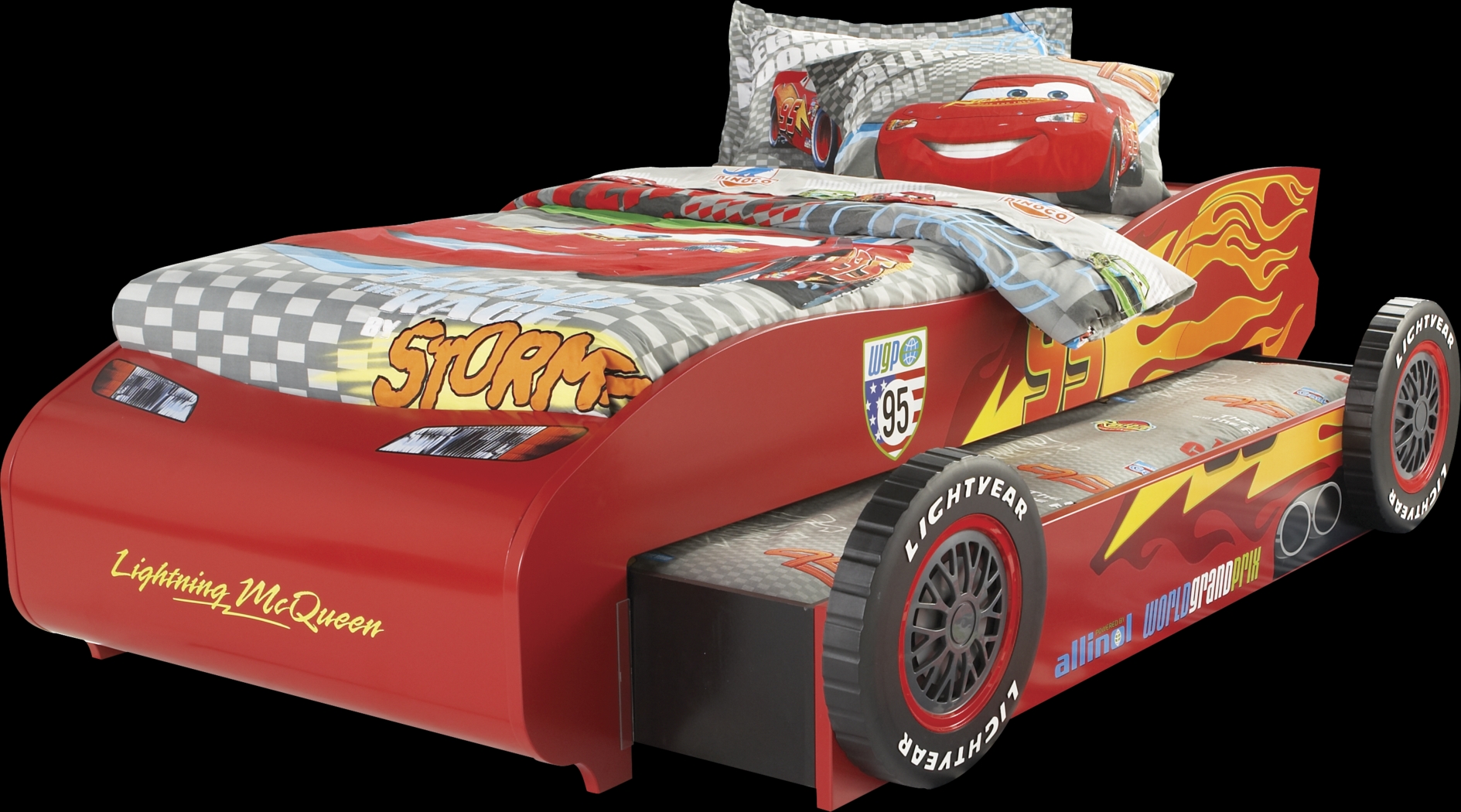 Disney Cars Lightning McQueen Red 5 Pc Twin Bed w/Trundle - Thumbnail - Image 2