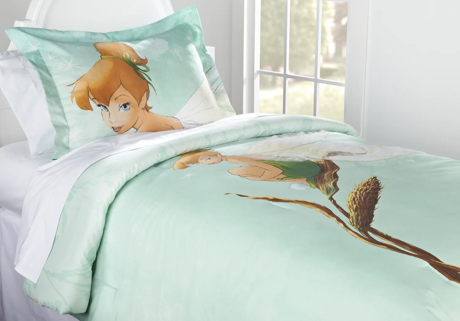 Disney Fairies Tinker Bell Seafoam 2 Pc Twin Bed Set - Thumbnail - Image 1