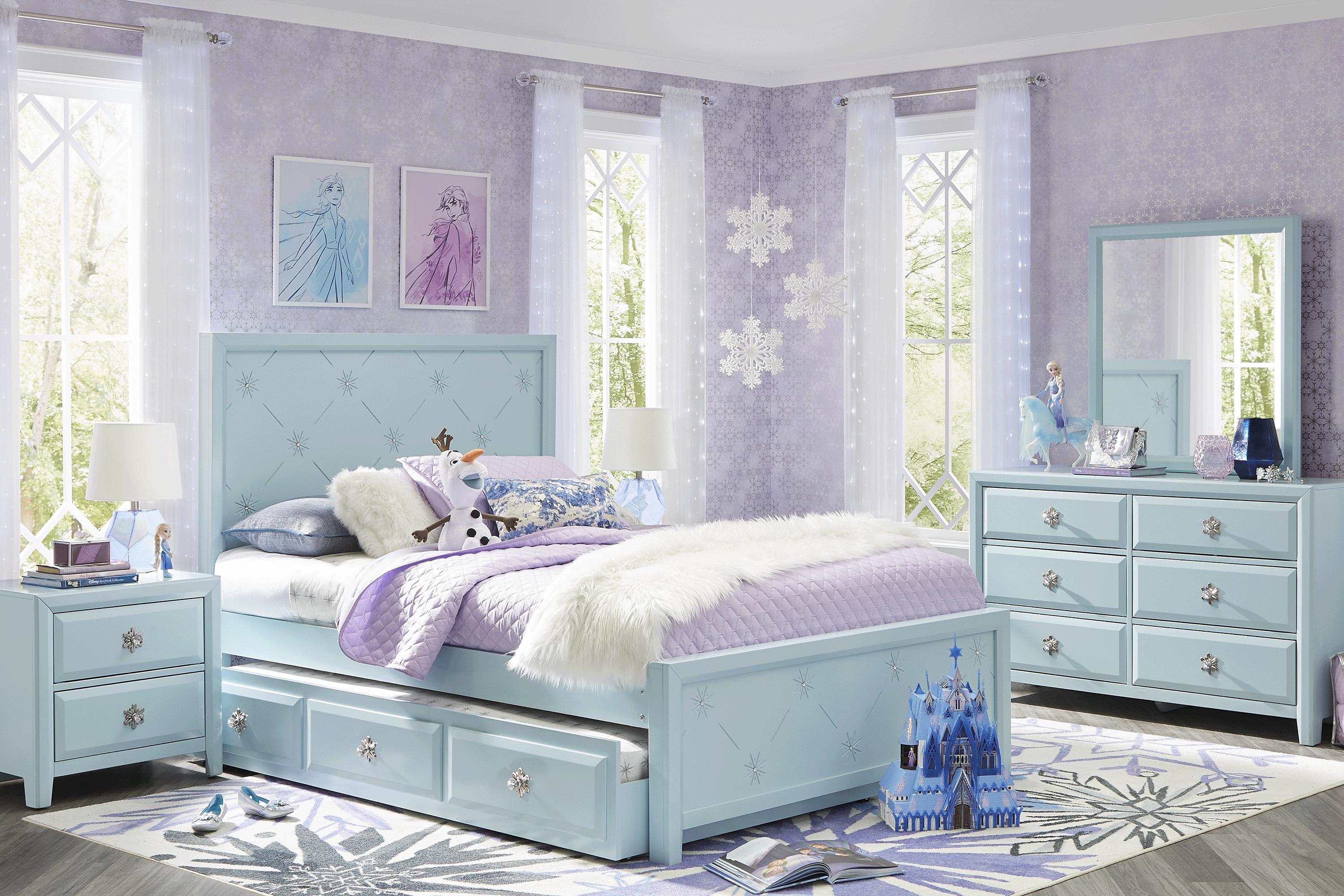 Disney Frozen Ice Blue 5 Pc Full Panel Bedroom - Thumbnail - Image 1