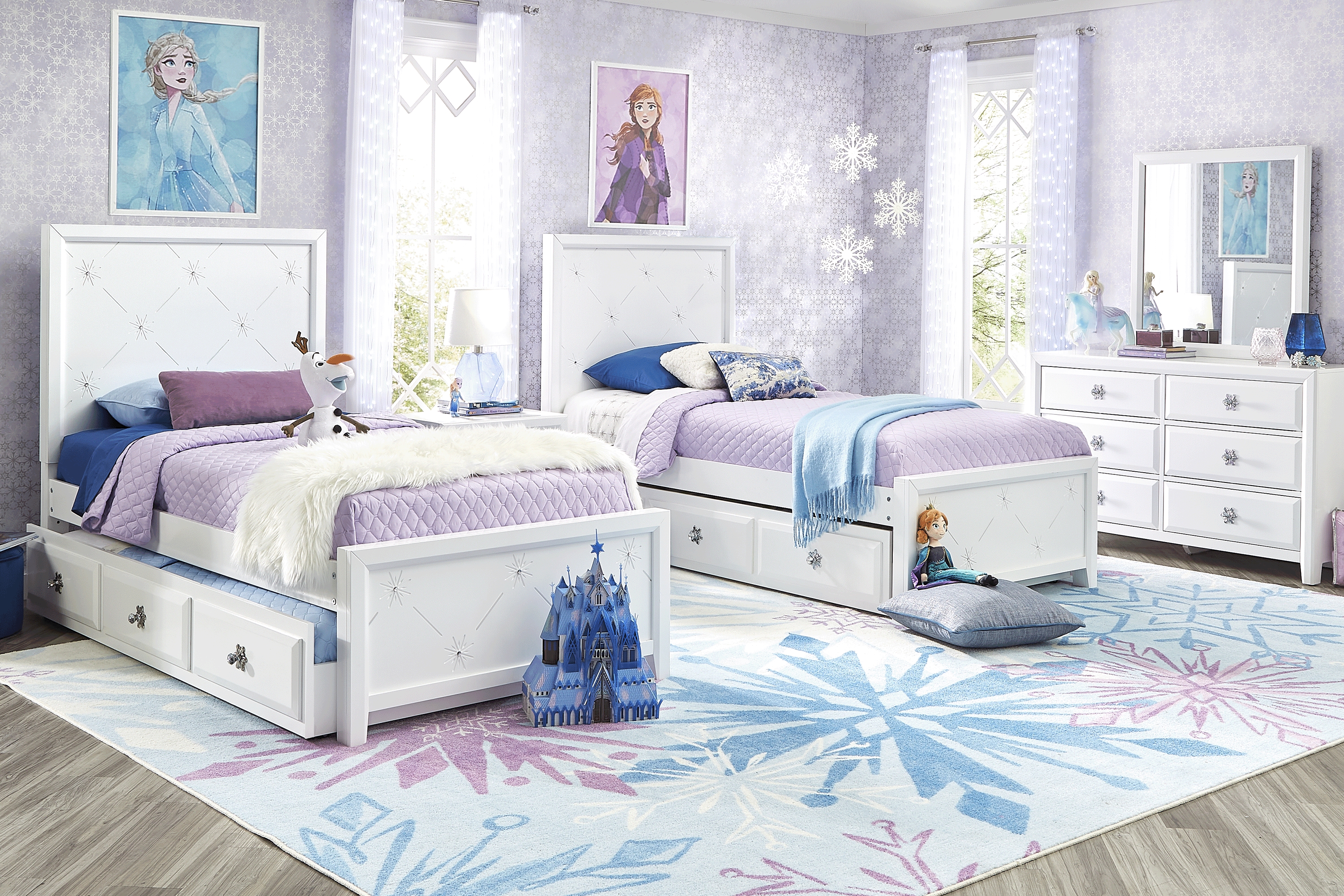 Disney Frozen Ice White Twin Panel Bedroom - Thumbnail - Image 1
