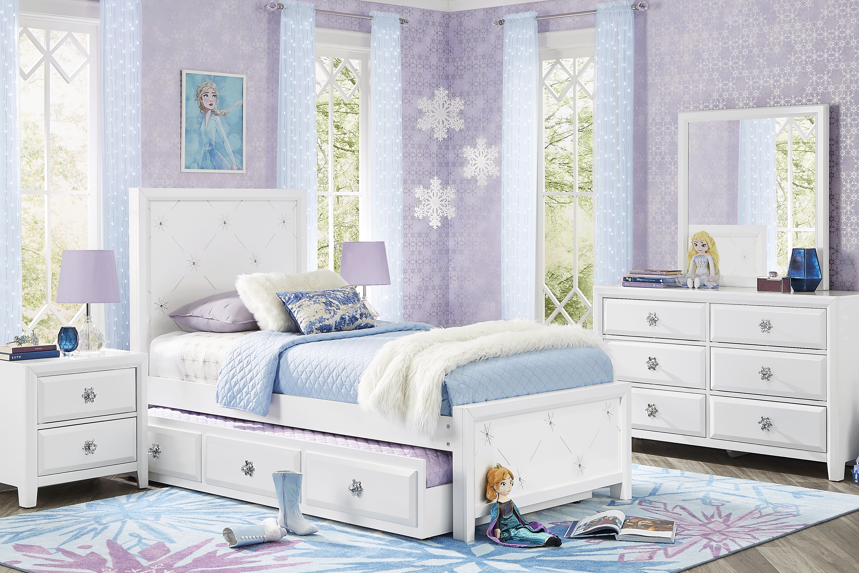 Disney Frozen Ice White Twin Panel Bedroom - Thumbnail - Image 1