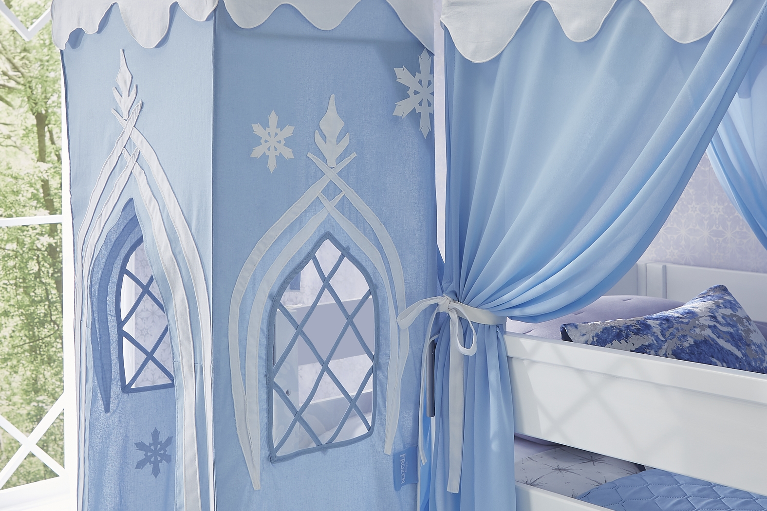 Disney Frozen White Twin Loft Bed with Activity Panel, Tower, Tent and Slide - Thumbnail - Image 4