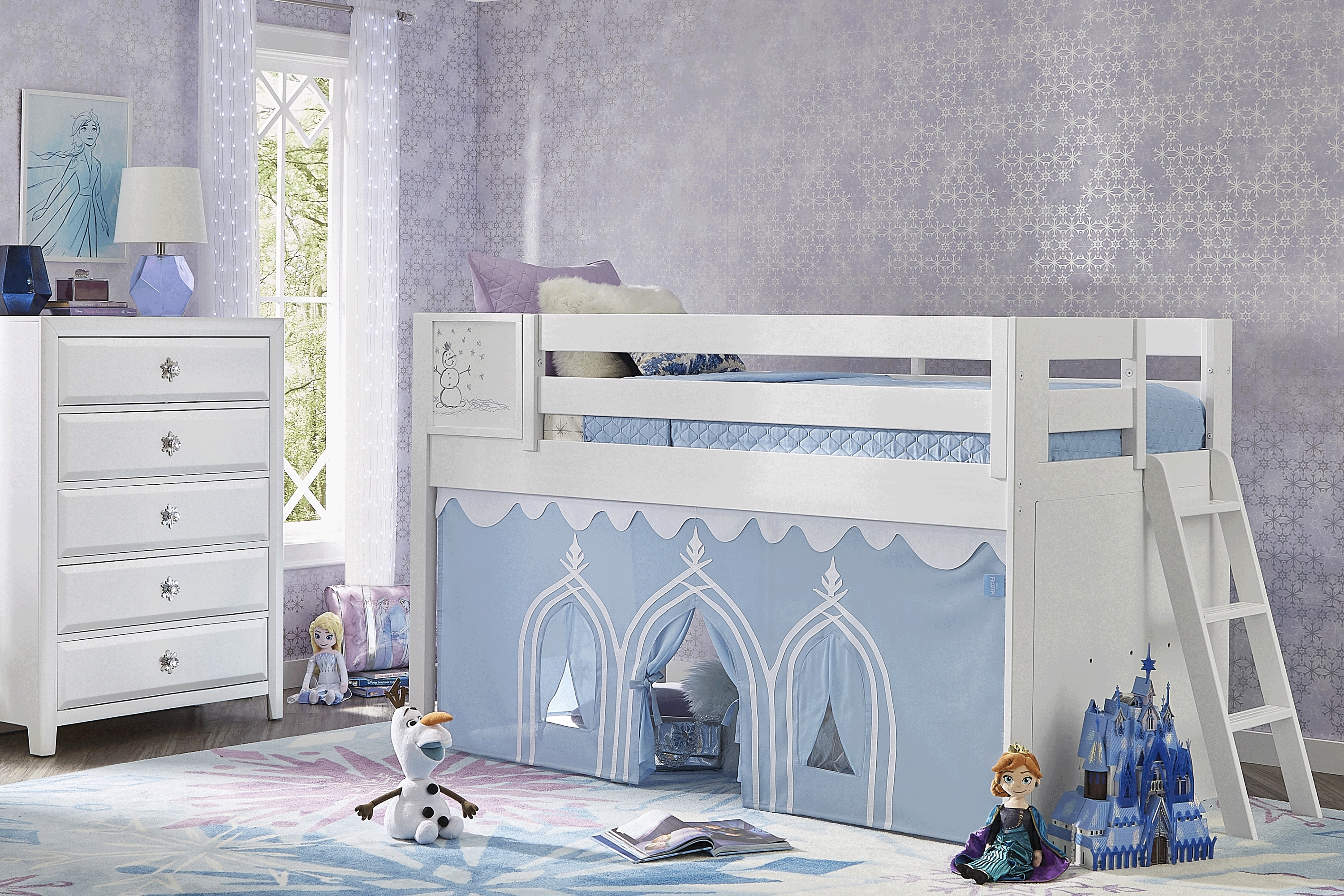Disney Frozen White Twin Loft Bed with Activity Panel - Thumbnail - Image 2