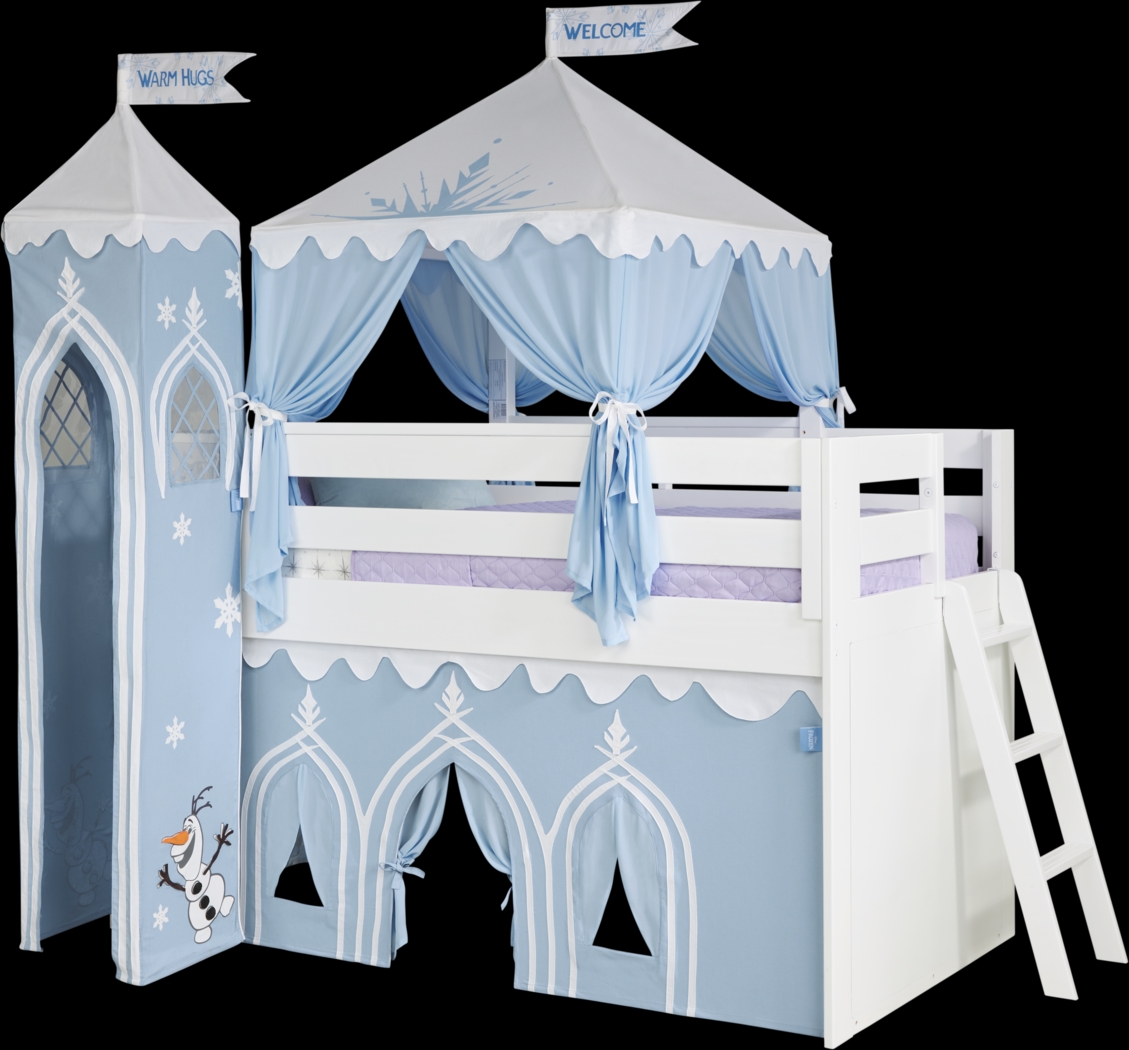 Disney Frozen White Twin Loft Bed with Whiteboard and Tower - Thumbnail - Image 1