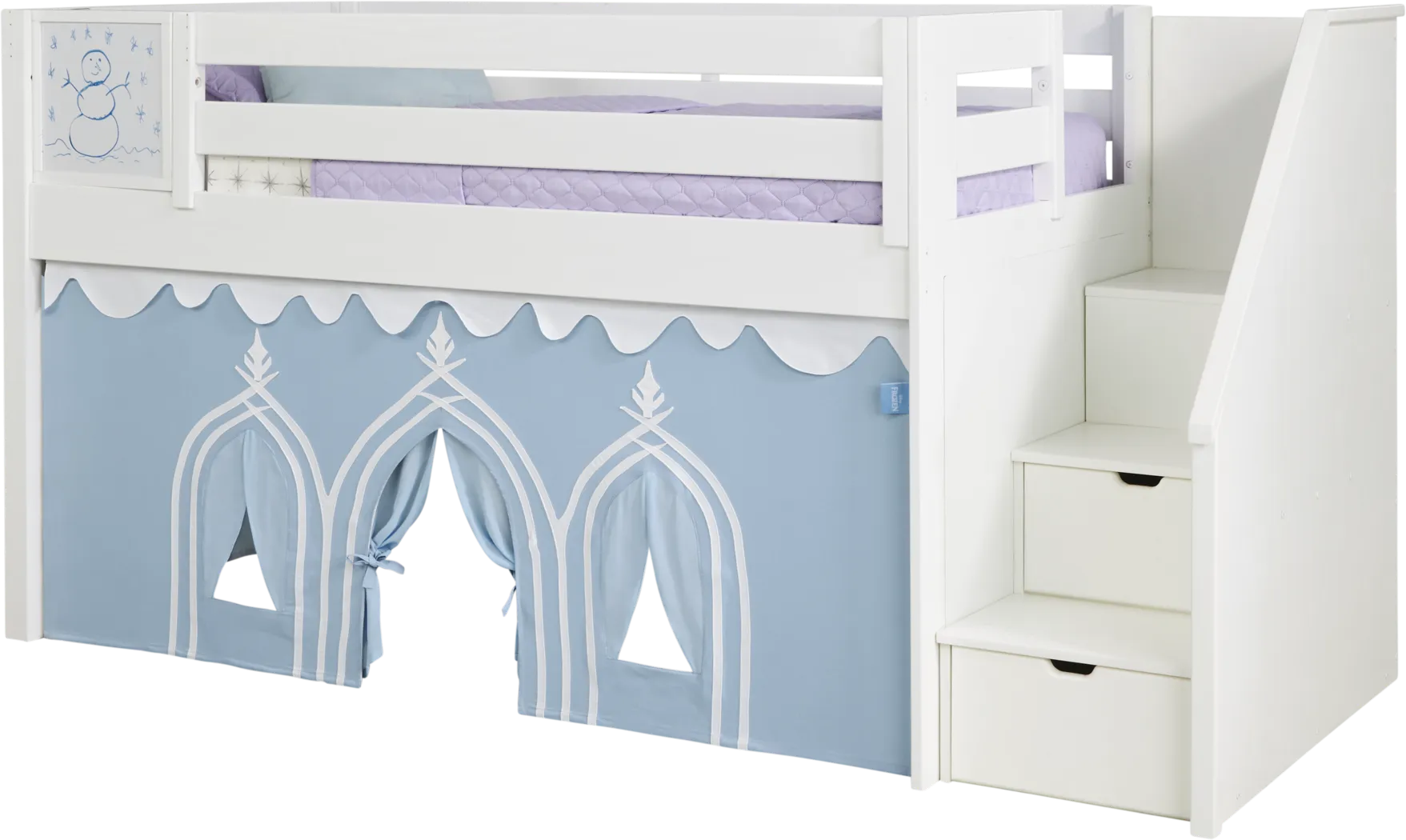 Disney Frozen White Twin Step Loft Bed with Activity Panel - Thumbnail - Image 1