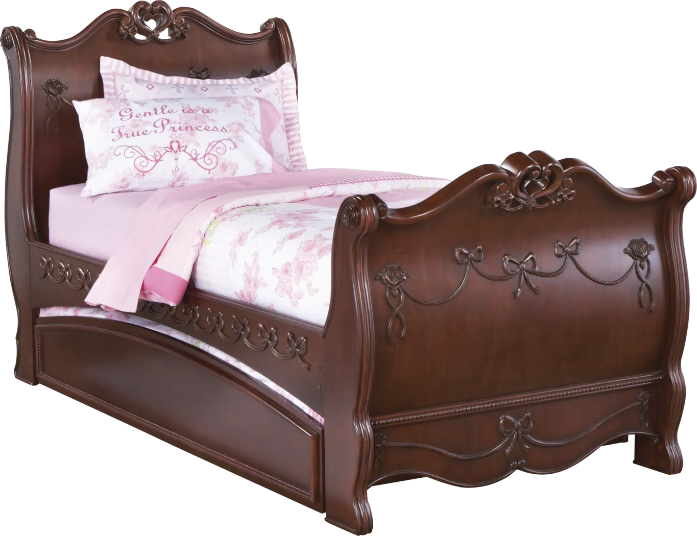 Disney Princess Cherry 4 Pc Twin Sleigh Bed w/Trundle - Thumbnail - Image 1