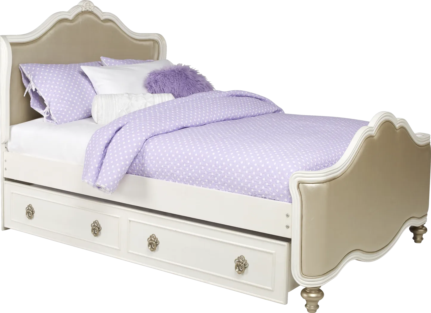 Disney Princess Enchanted Kingdom White 4 Pc Full Upholstered Bed with Trundle - Thumbnail - Image 1