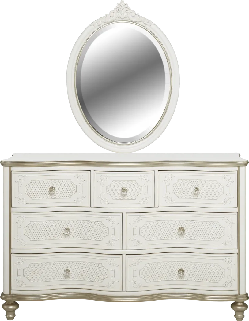 Disney Princess Enchanted Kingdom White Curved Dresser & Mirror Set - Thumbnail - Image 1