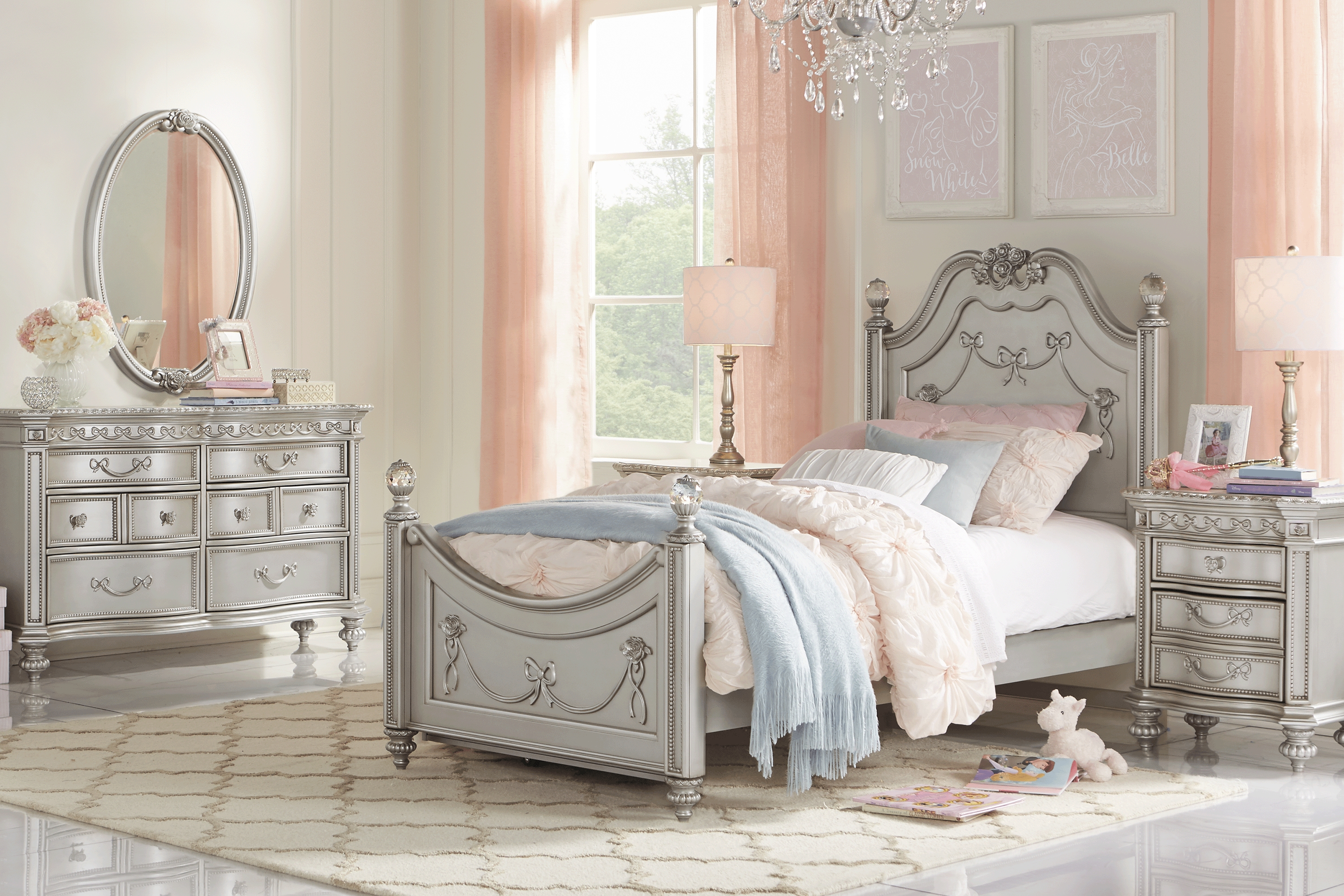 Disney Princess Fairytale Platinum 3 Pc Twin Poster Bed - Thumbnail - Image 2