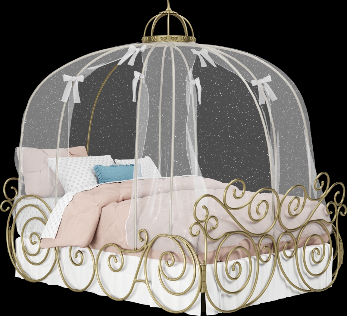 Disney Princess Fairytale Royal Gold Full Carriage Canopy Bed - Thumbnail - Image 1