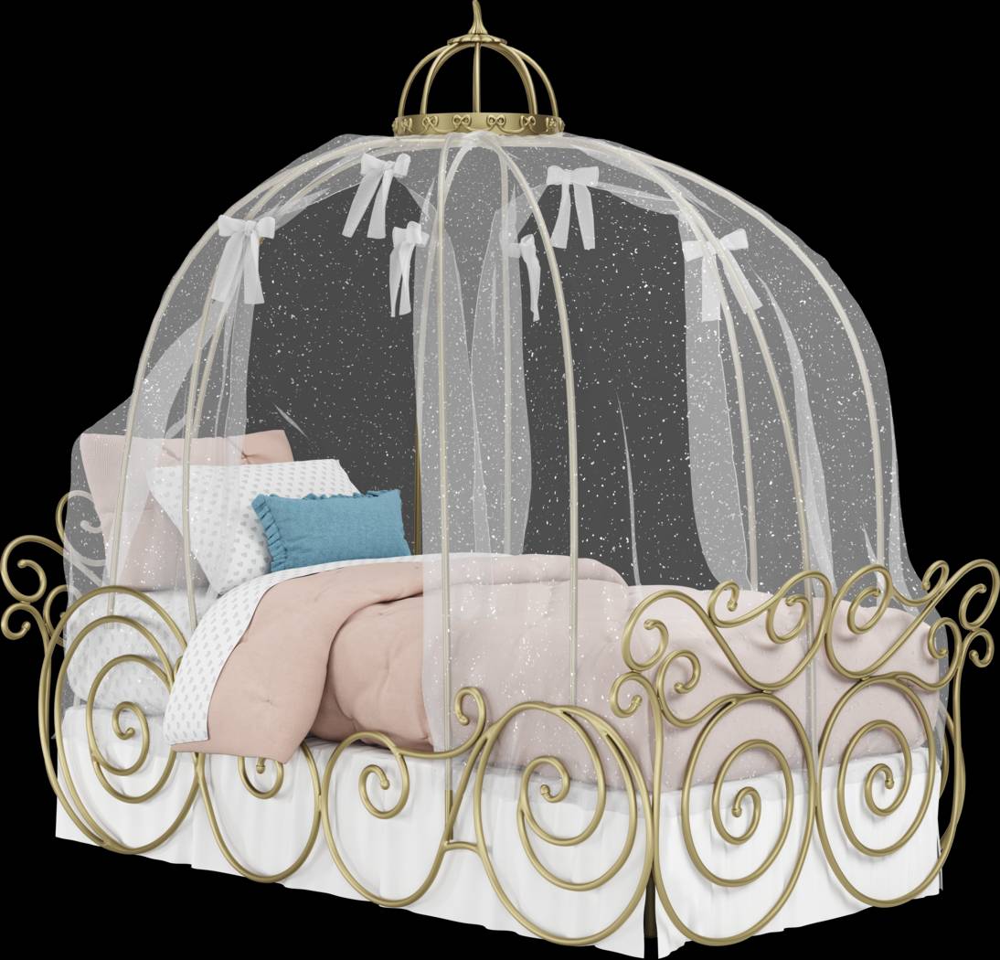 Disney Princess Fairytale Royal Gold Twin Carriage Canopy Bed - Thumbnail - Image 1