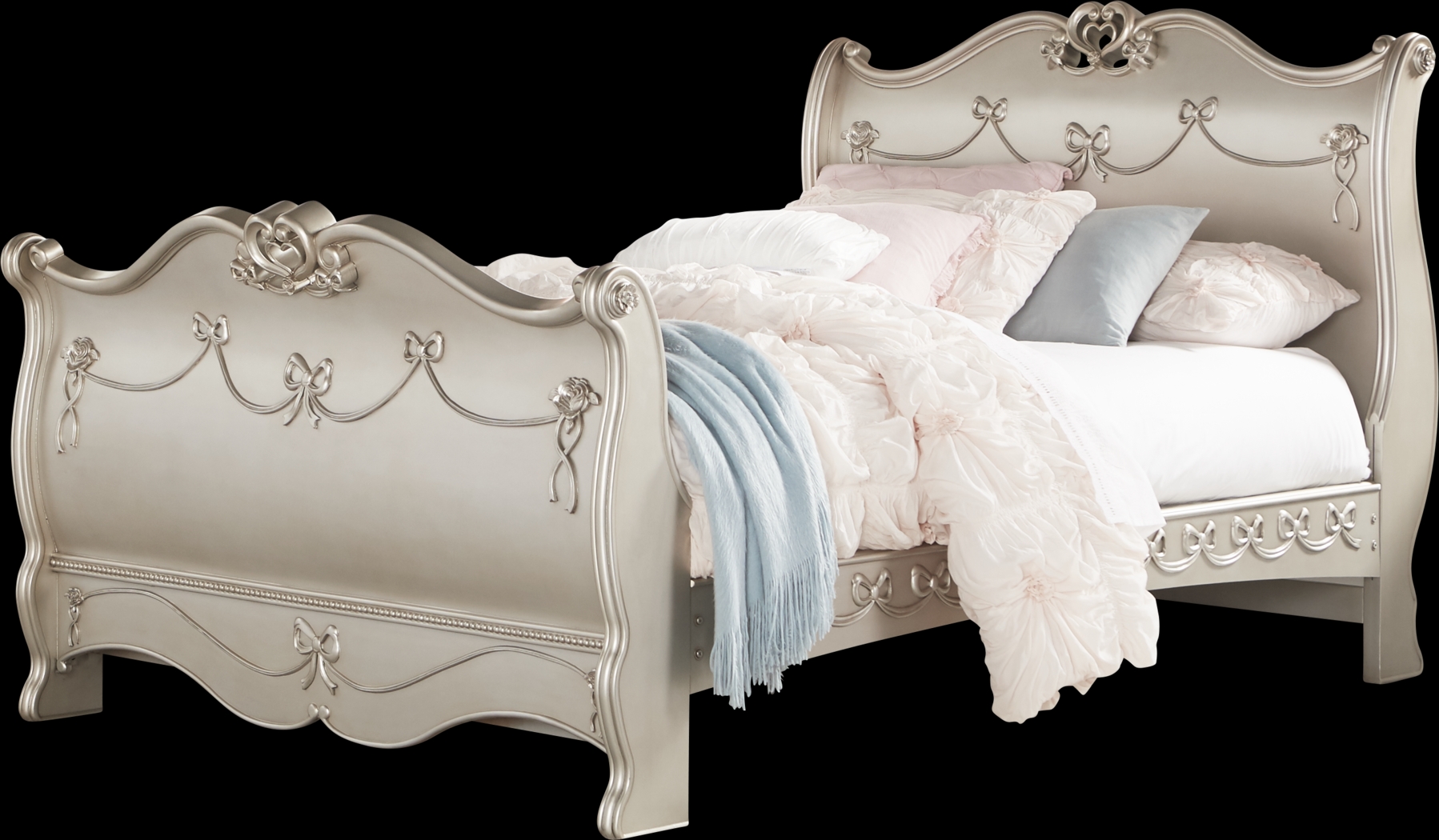 Disney Princess Fairytale Silver 5 Pc Full Sleigh Bedroom - Thumbnail - Image 3