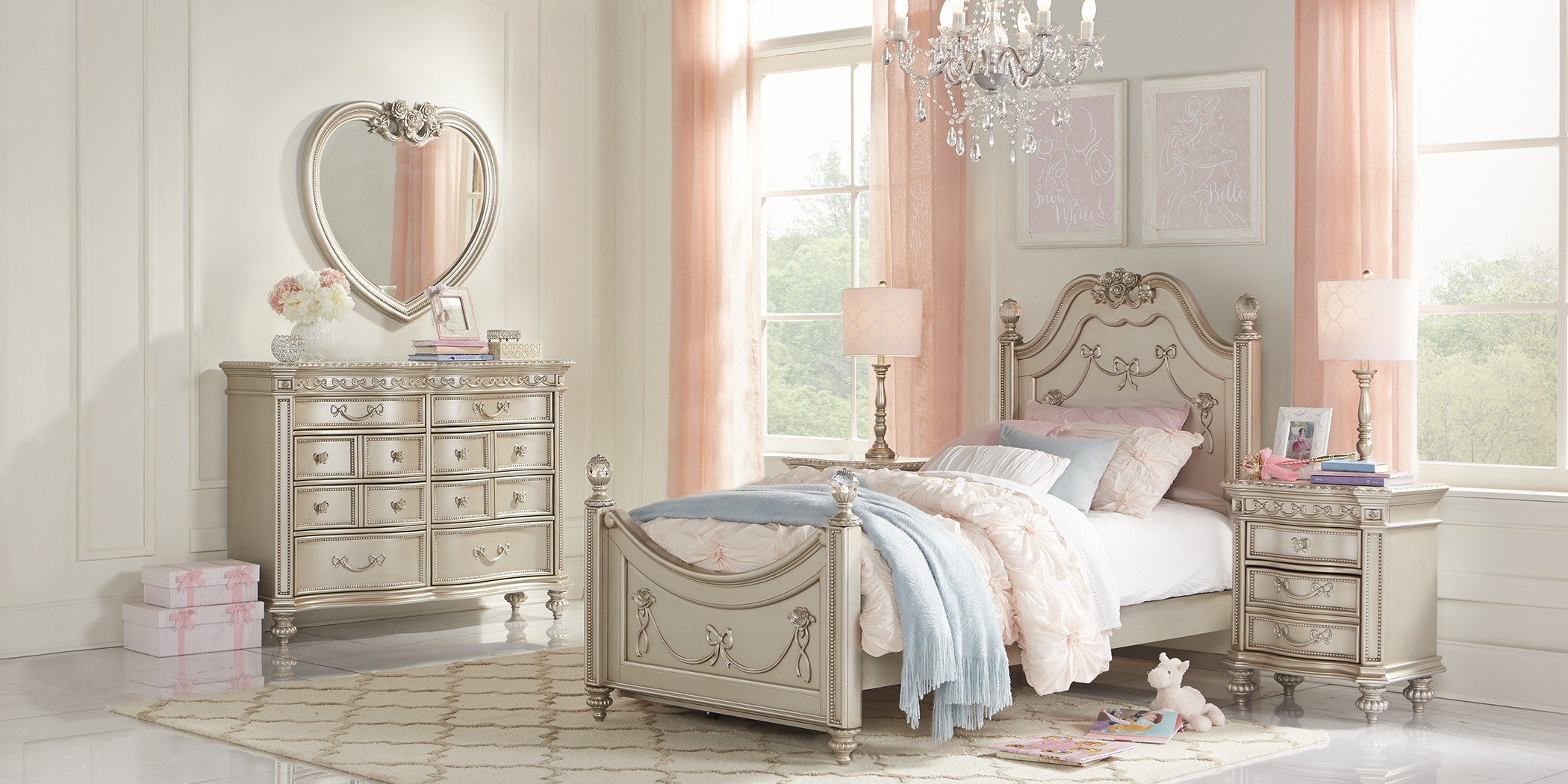 Disney Princess Fairytale Silver 5 Pc Full Poster Bedroom - Thumbnail - Image 2