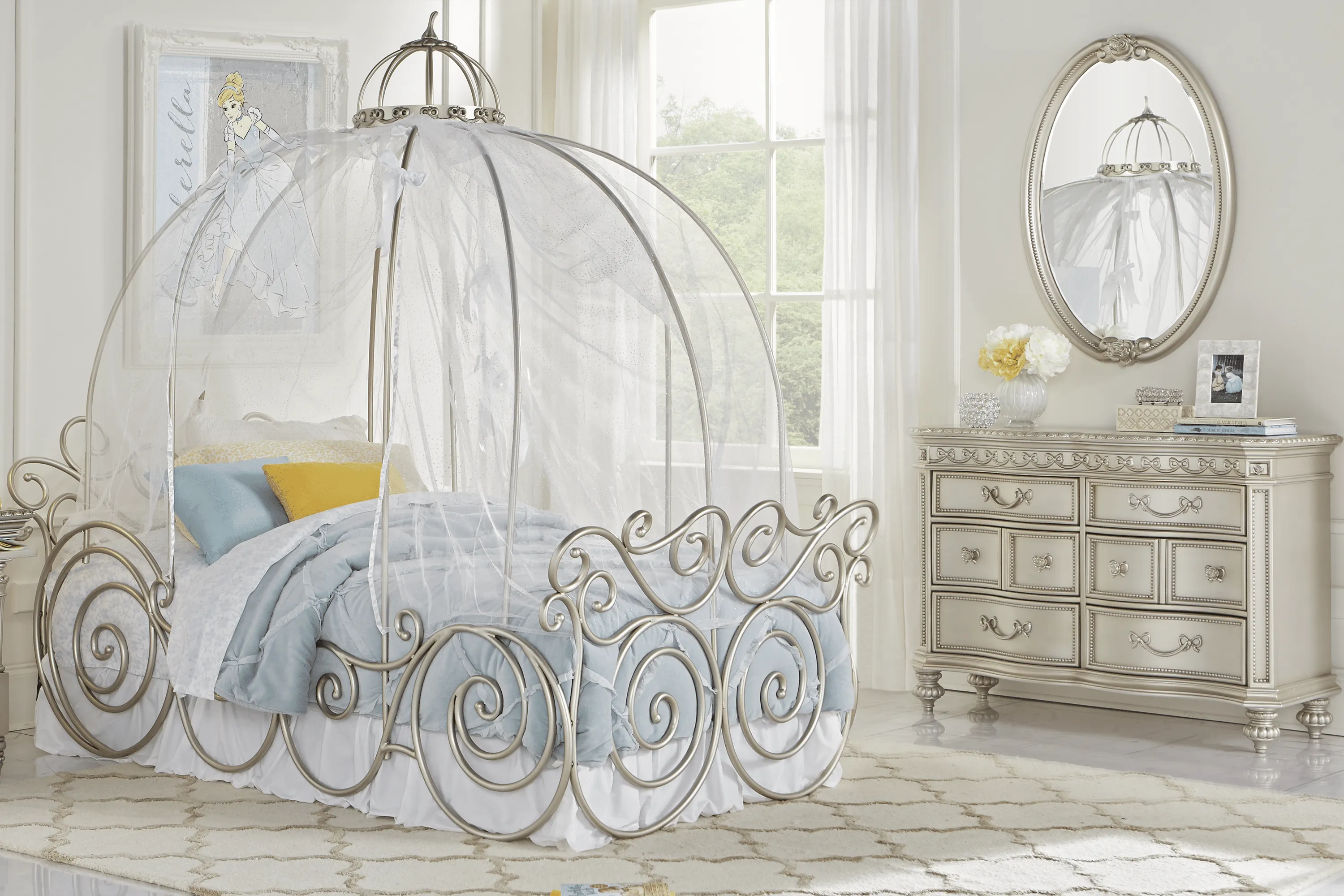 Disney Princess Fairytale Silver 7 Pc Full Carriage Bedroom - Thumbnail - Image 1