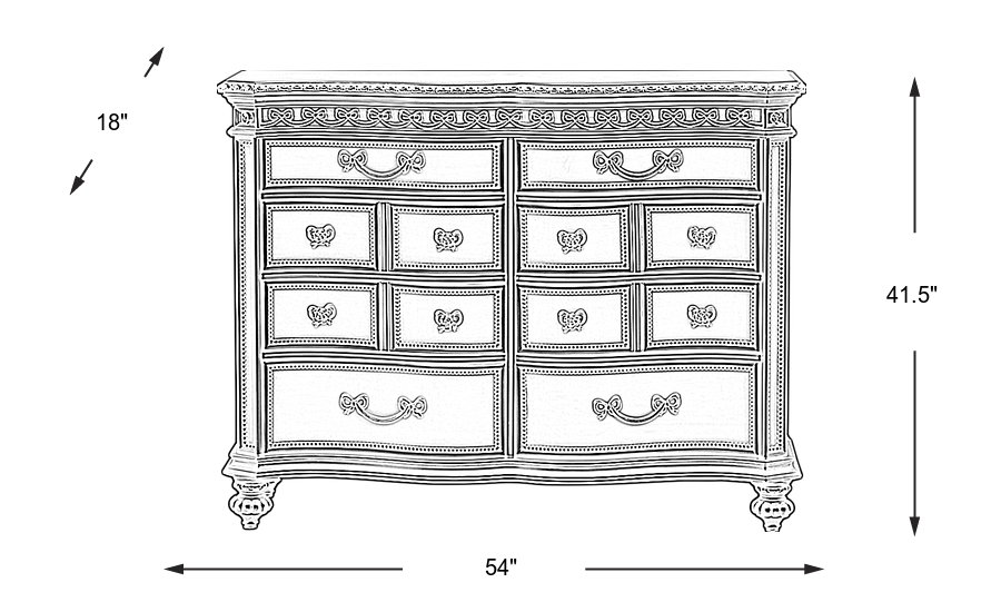 Dimension Image. Please refer to the Dimension Tab on this page for dimension details.