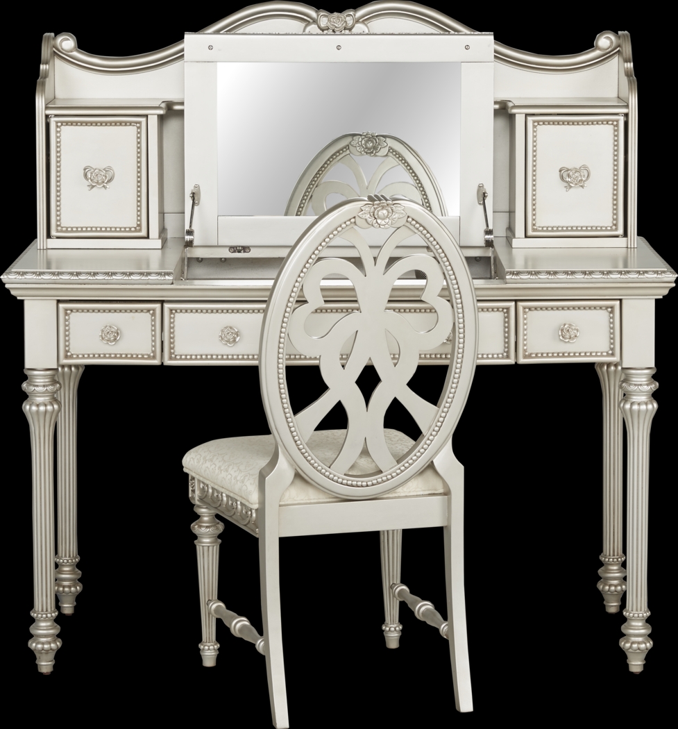 Disney Princess Fairytale Silver Vanity Desk with Hutch and Chair - Thumbnail - Image 2
