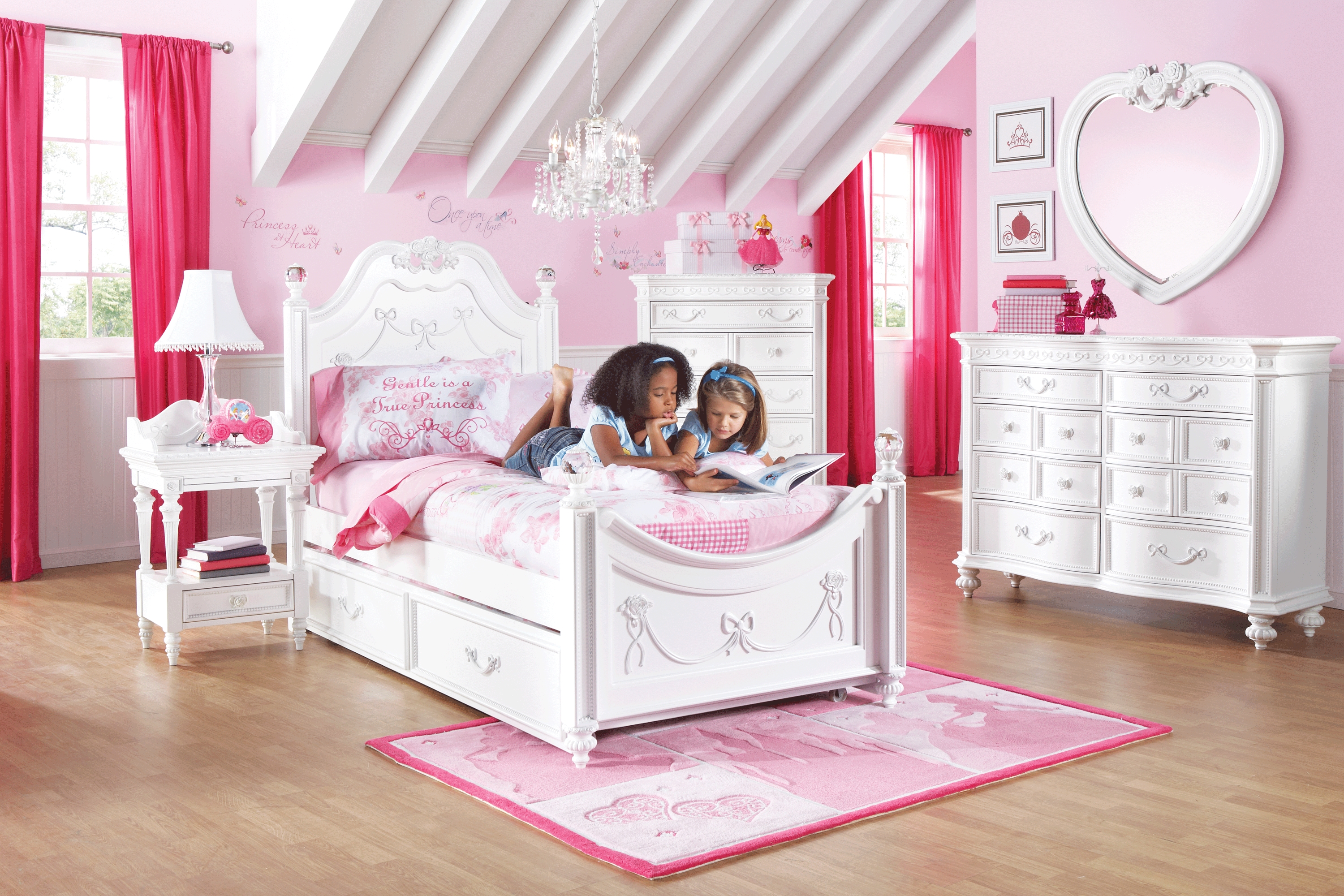 Disney Princess Fairytale White 5 Pc Full Poster Bedroom - Thumbnail - Image 1