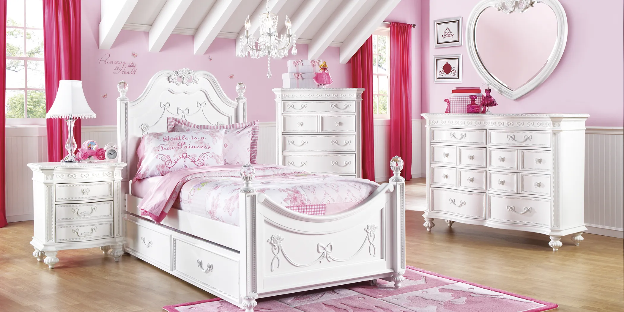 Disney Princess Fairytale White 5 Pc Full Poster Bedroom - Thumbnail - Image 2