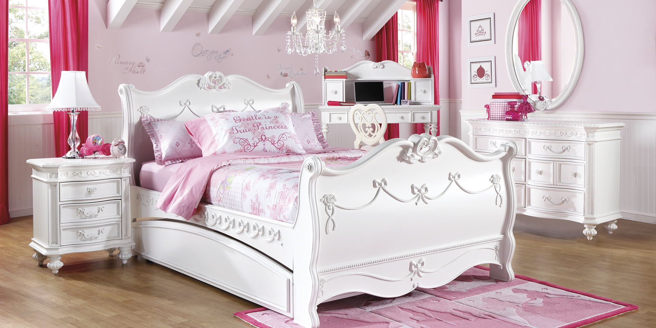 Disney Princess Fairytale White 5 Pc Full Sleigh Bedroom - Thumbnail - Image 2