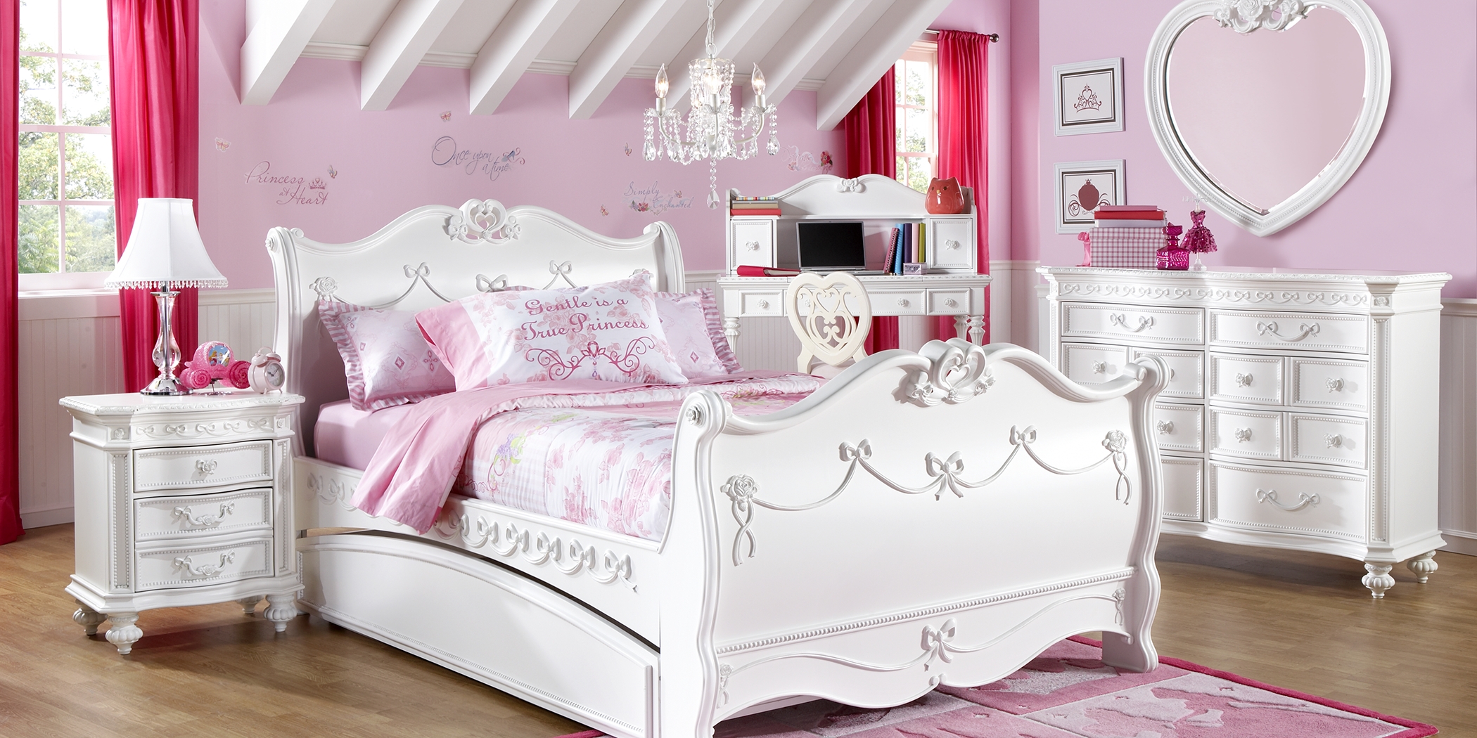 Disney Princess Fairytale White 5 Pc Full Sleigh Bedroom - Thumbnail - Image 2