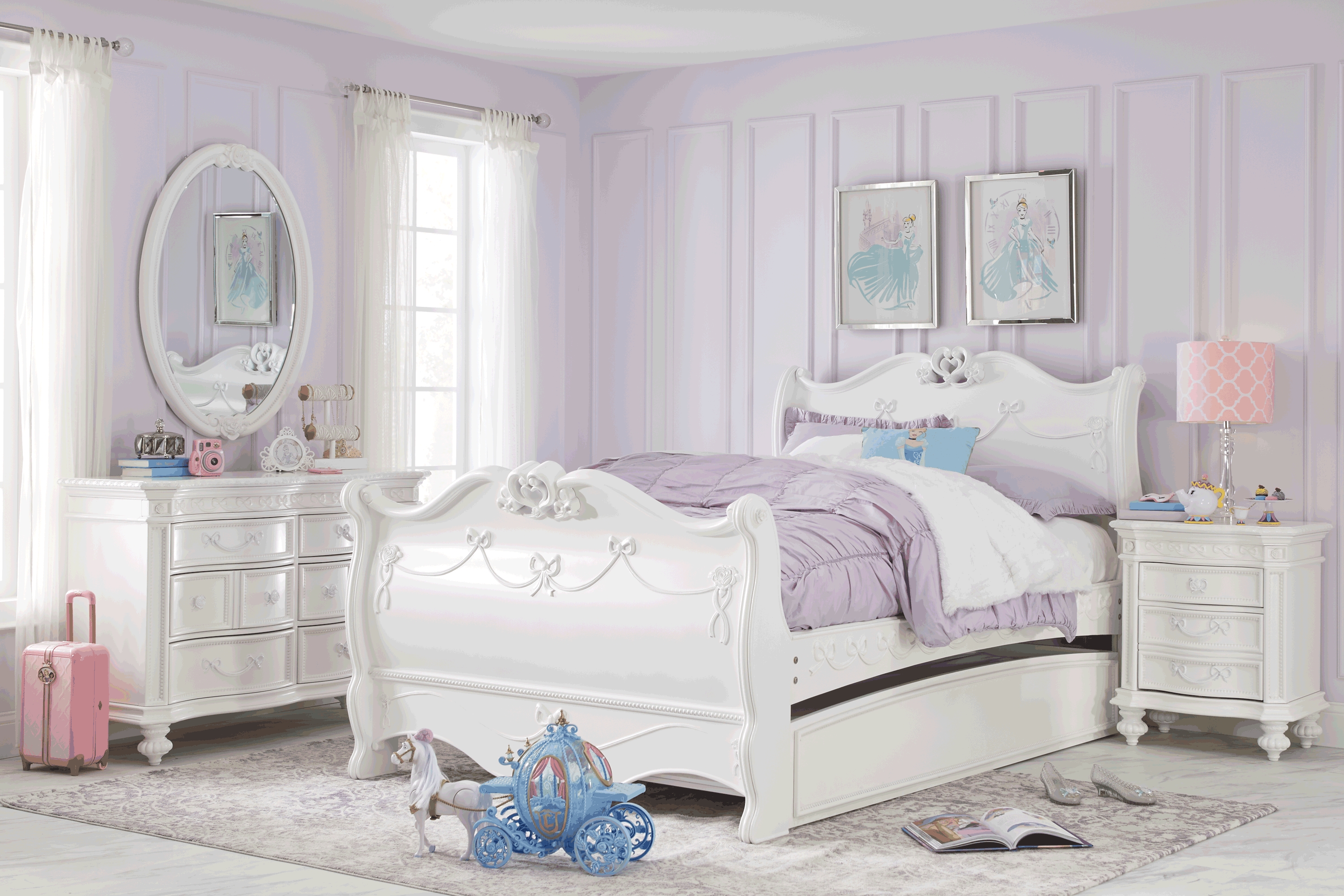 Disney Princess Fairytale White Twin Sleigh Bed - Thumbnail - Image 2