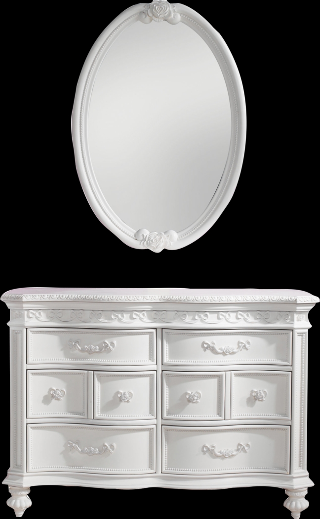 Disney Princess Fairytale White 6 Drawer Dresser with Oval Mirror - Thumbnail - Image 1