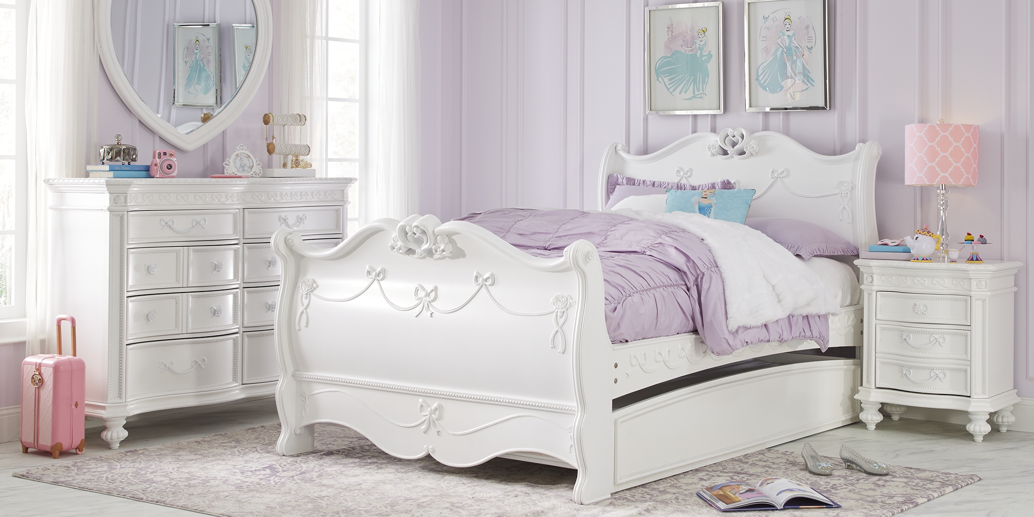 Disney Princess Fairytale White 6 Pc Twin Sleigh Bedroom - Thumbnail - Image 1