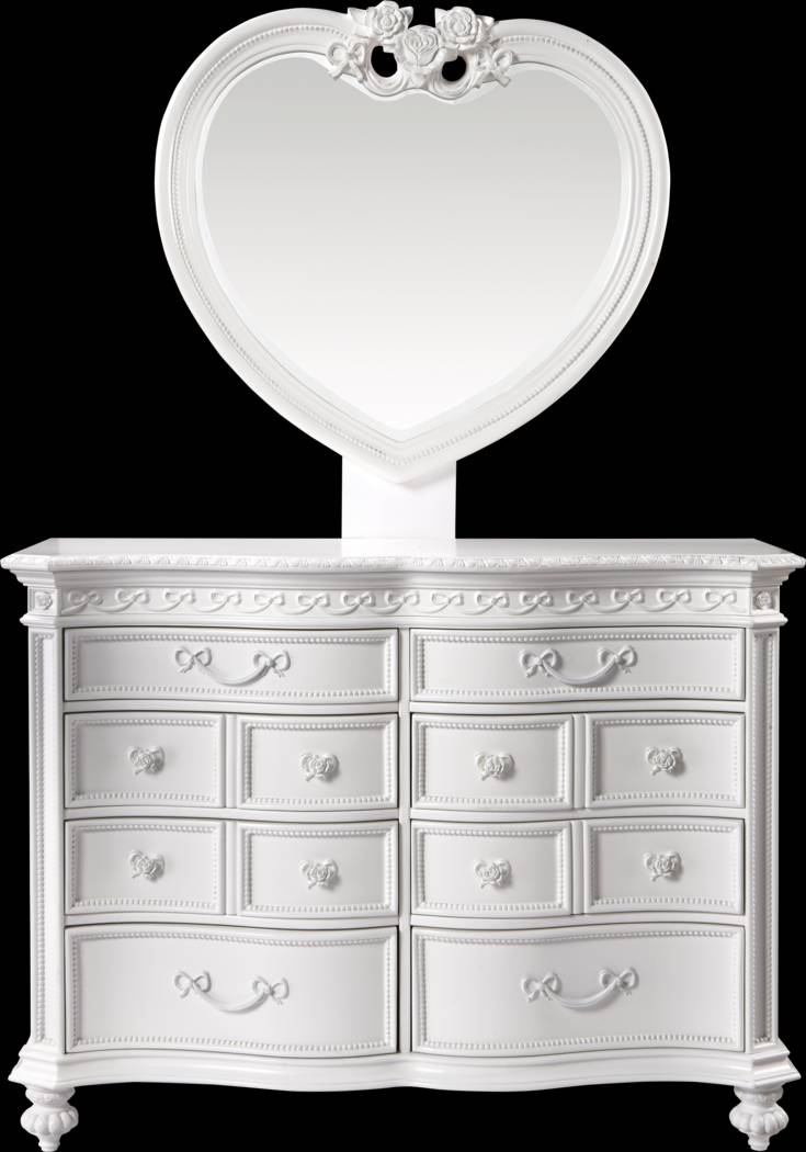 Disney Princess Fairytale White 8 Drawer Dresser & Heart Mirror Set - Thumbnail - Image 1