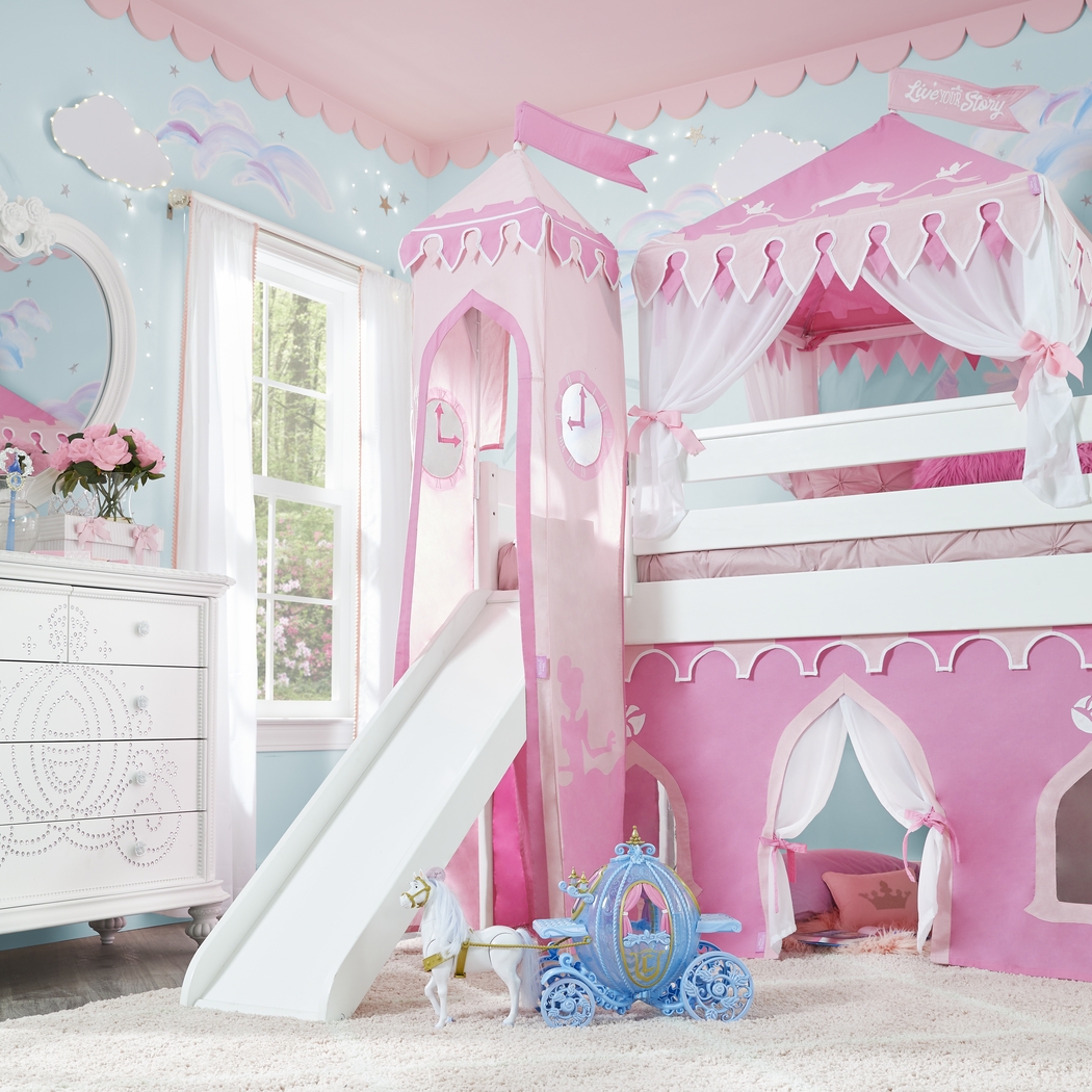 Disney Princess Fairytale White Loft Bed with Slide and Tower - Thumbnail - Image 3